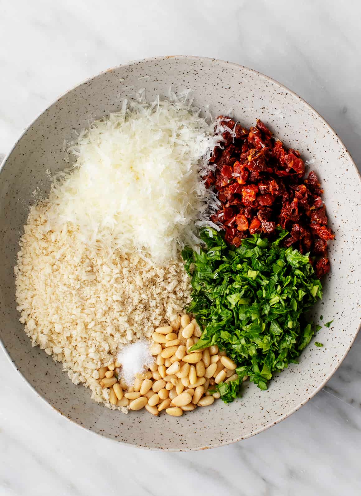 Filling ingredients in a bowl