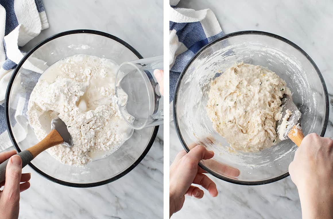 No-Knead Bread Mixing bread dough
