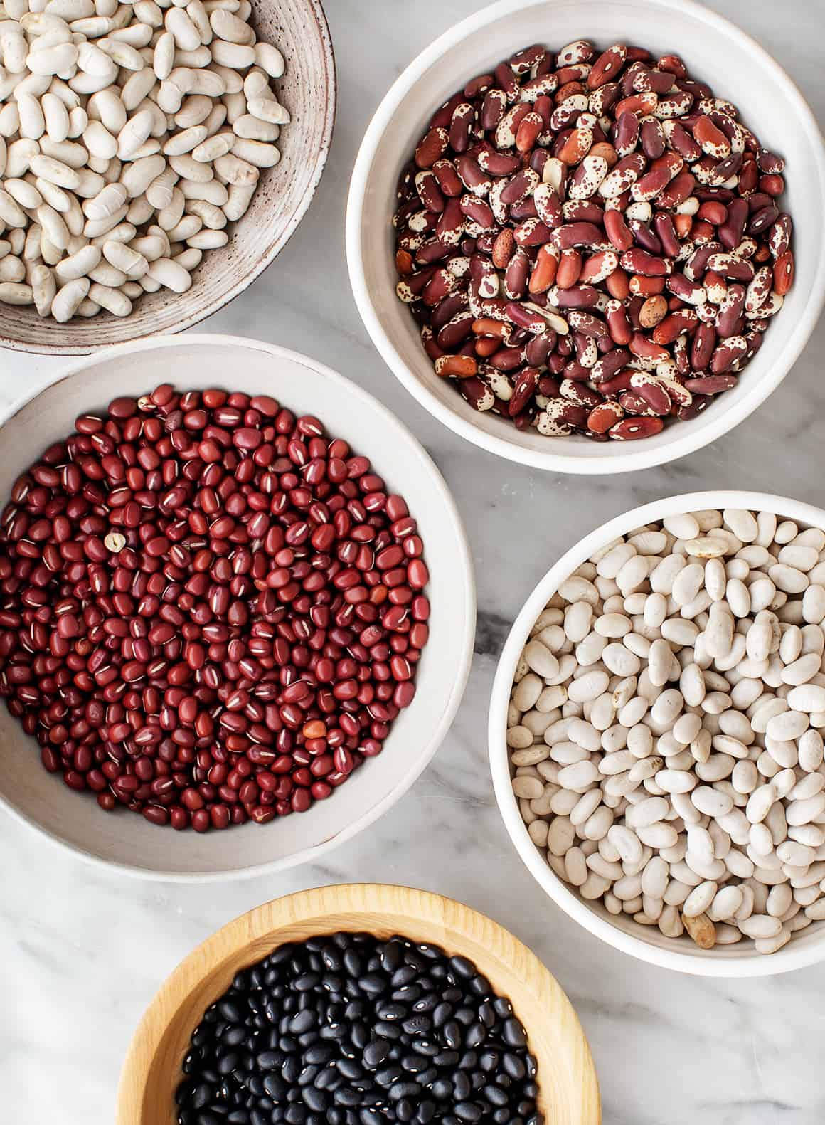 Dried beans in bowls