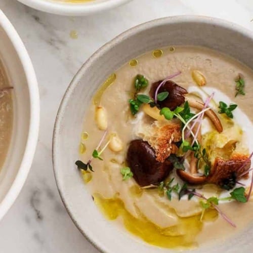 Mushroom, Leek, and Cauliflower Soup