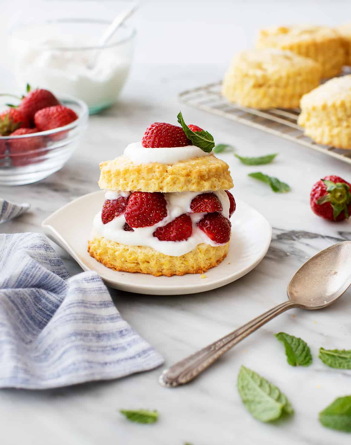 Strawberry shortcake on a plate