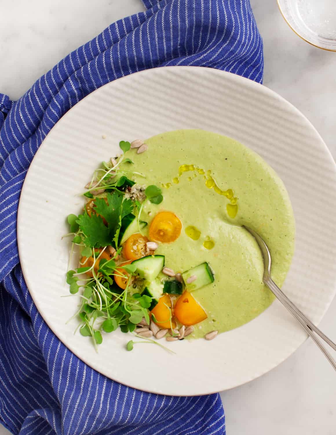 green gazpacho in a bowl