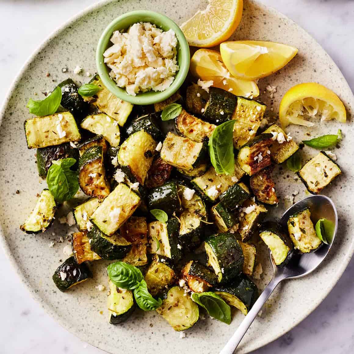 Griddled courgettes with lemon and garlic recipe