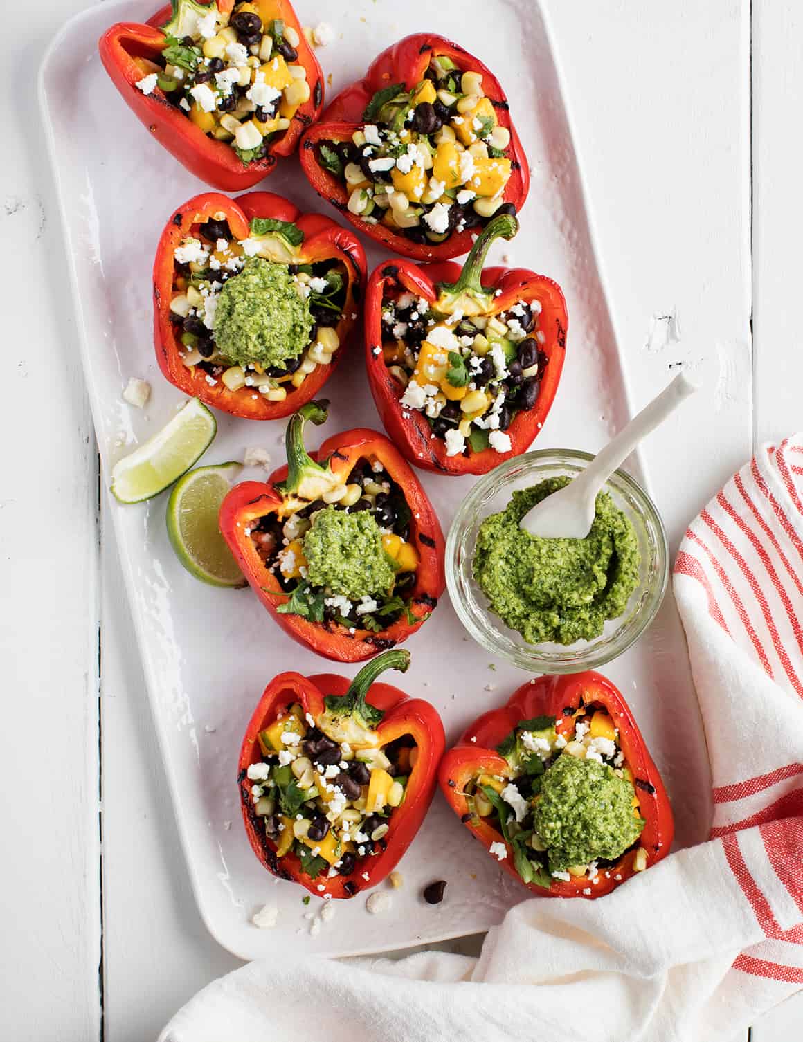 grilled stuffed peppers with black beans and mango