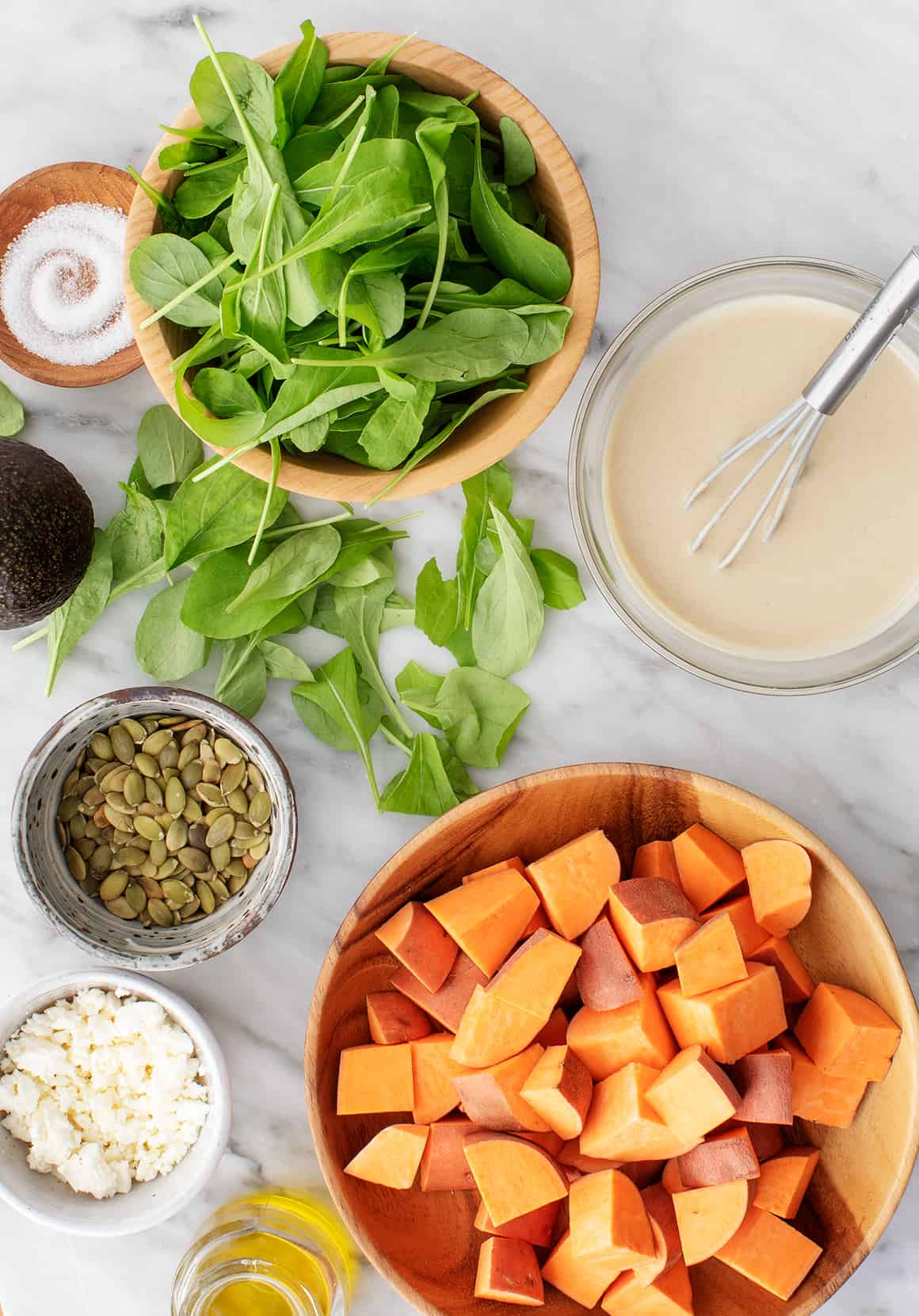 Sweet Potato with Fresh Spinach and Avocado Basil Sauce