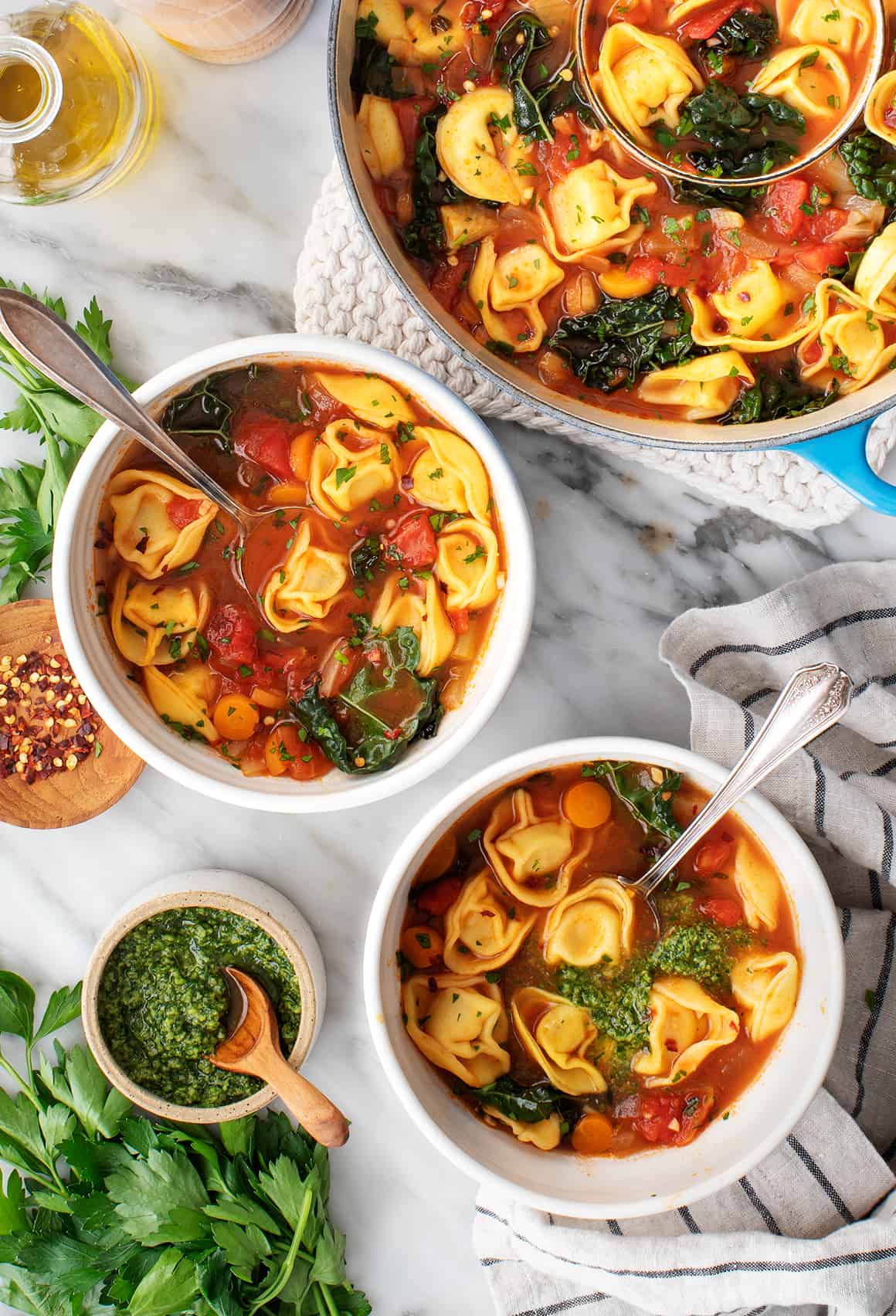 Tortellini Soup with Greens