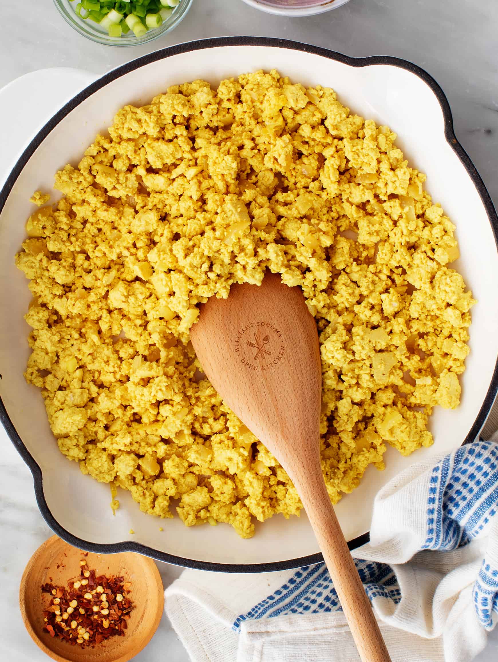 tofu scramble in a skillet