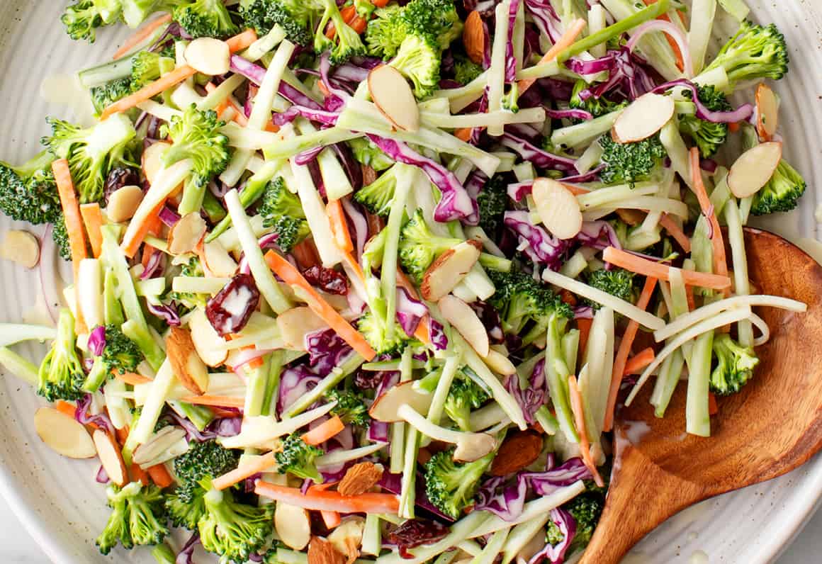 Hungry Girl - Trader Joe's hack! Add a bag of broccoli slaw + 1/2 c. water  to a skillet. Cover & cook for 10 mins. Add chicken, and cook & stir 'til