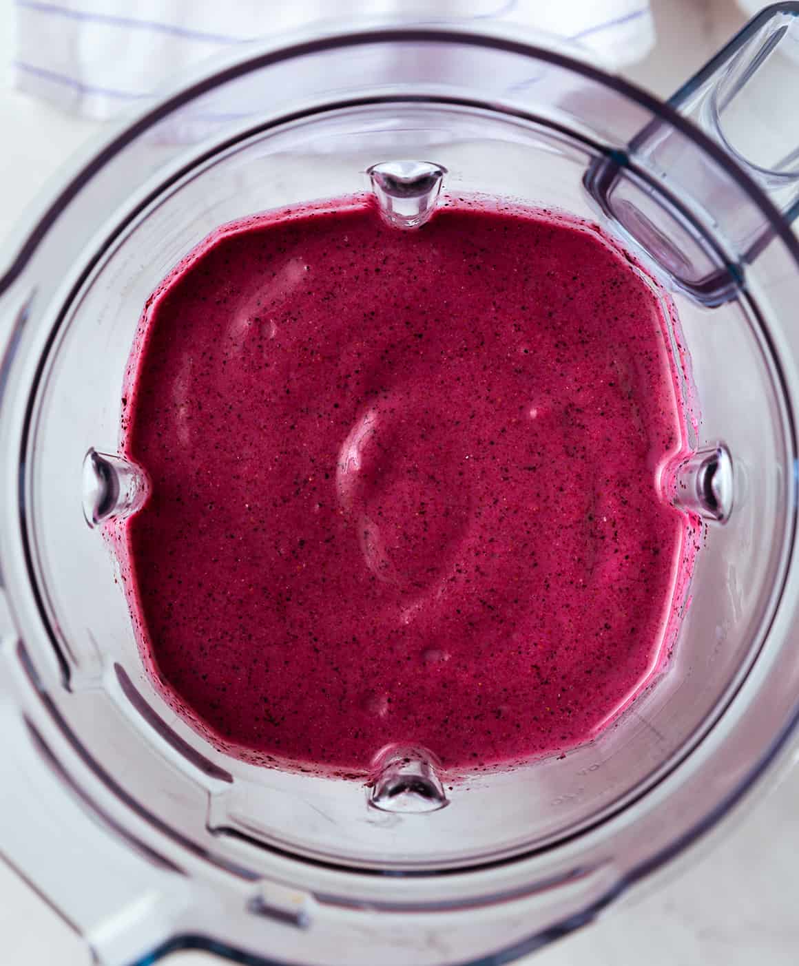 Blueberry banana smoothie in a blender