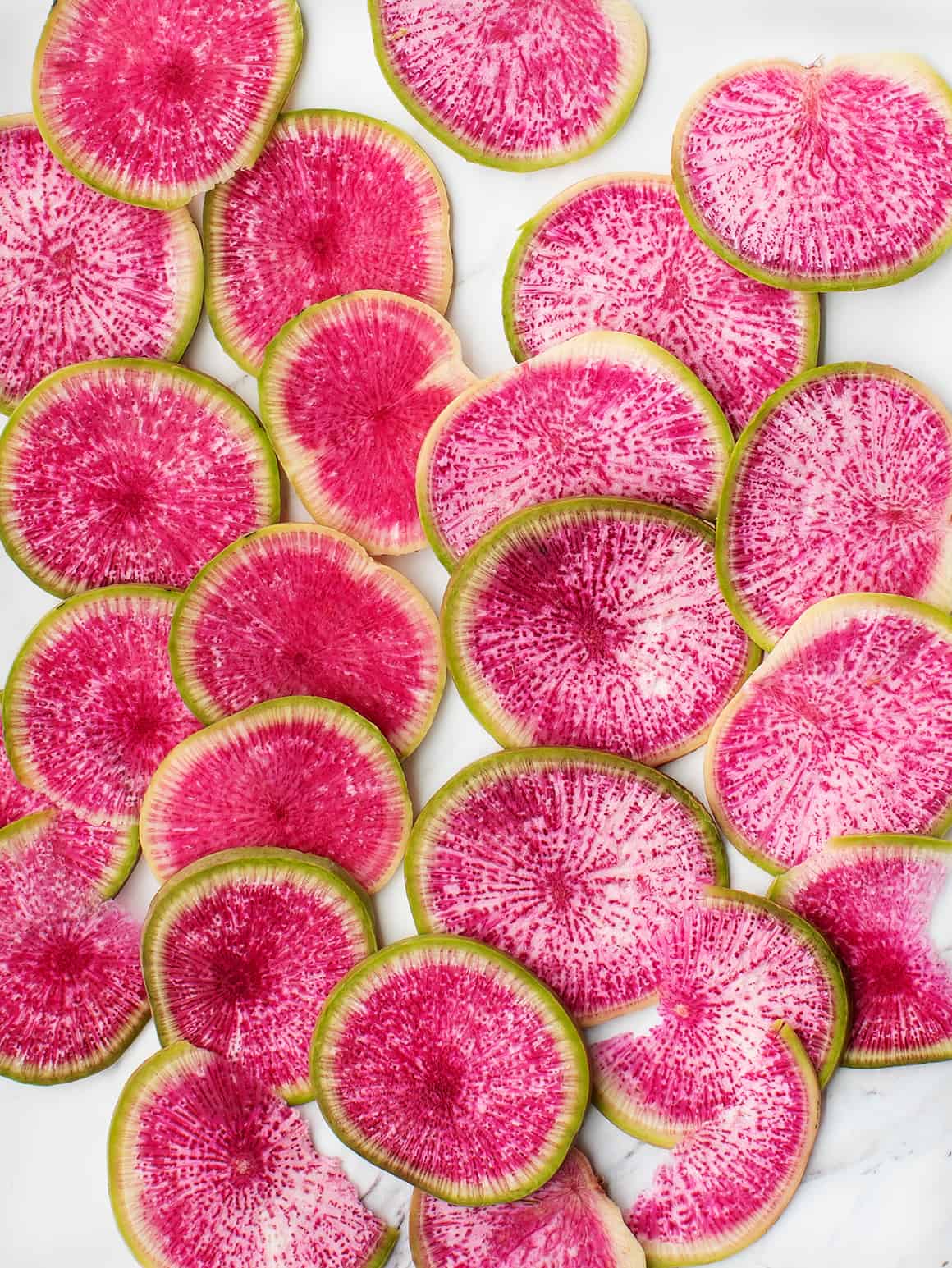 Sliced watermelon radish