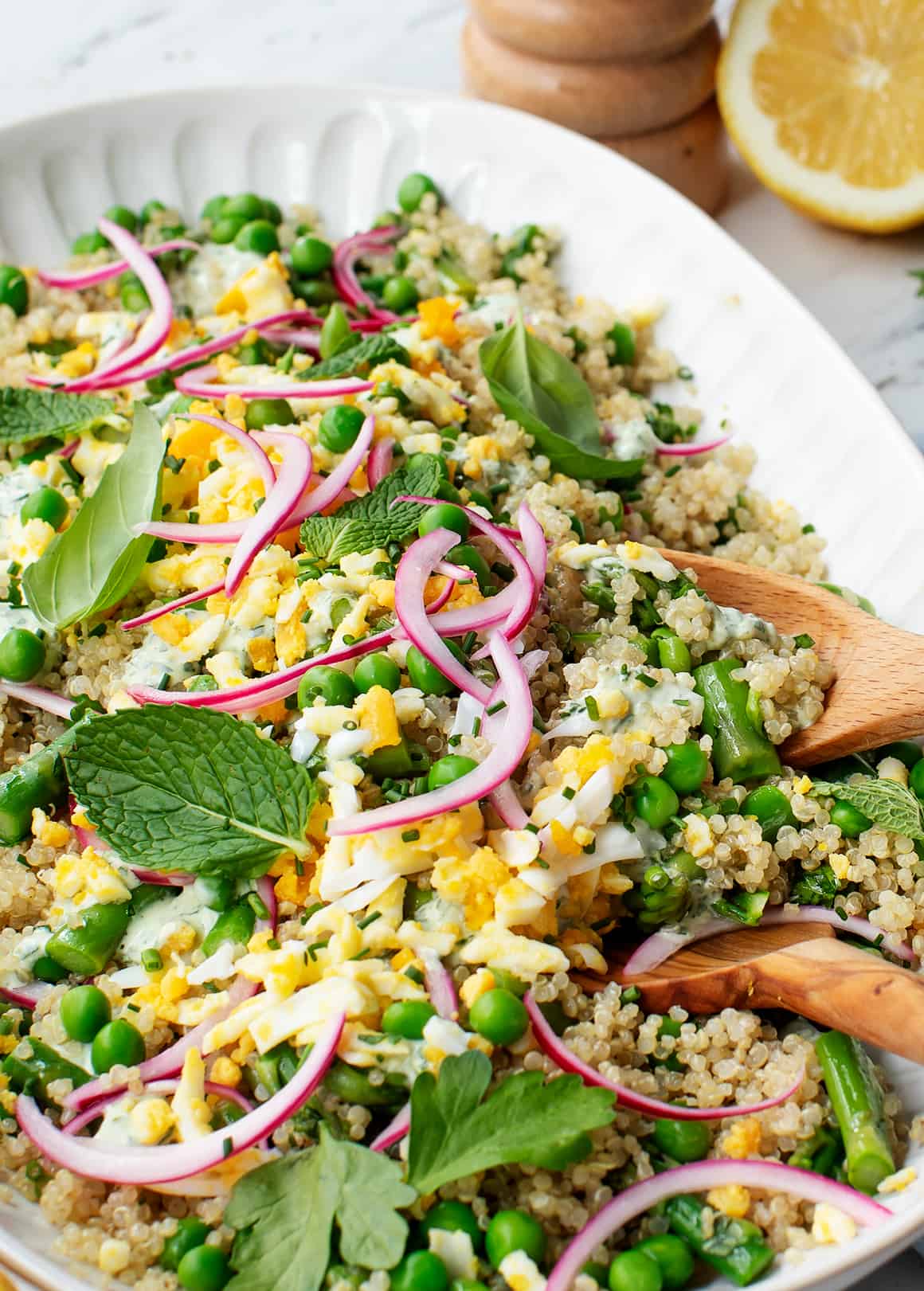 Quinoa Salad With Snap Peas Radishes and Carrots