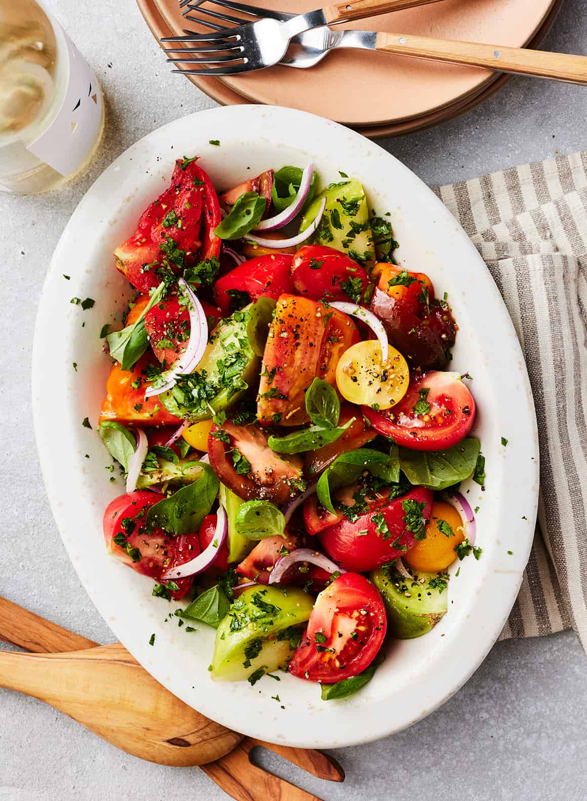 Tomato salad on a platter