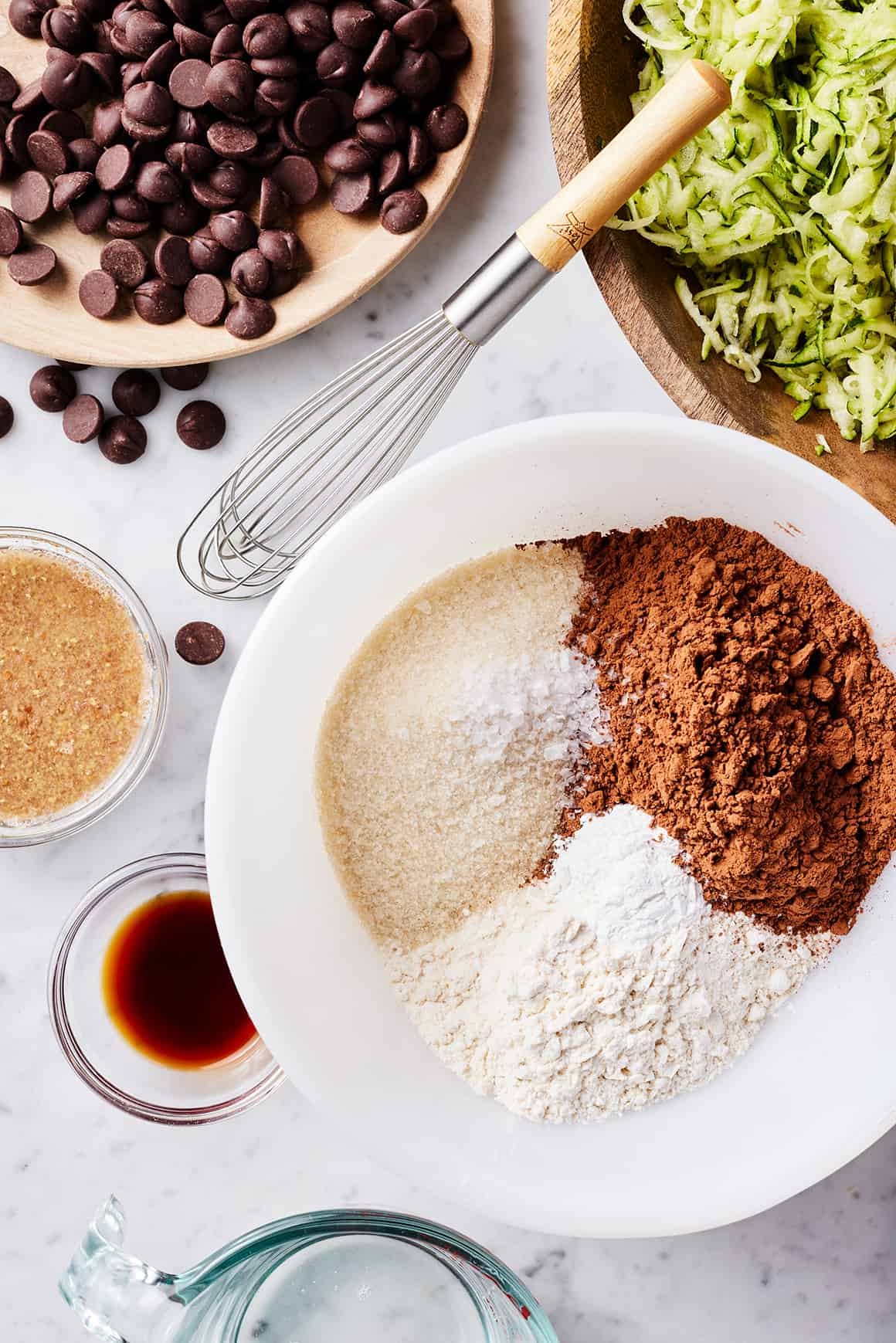 Dry ingredients in mixing bowl with whisk