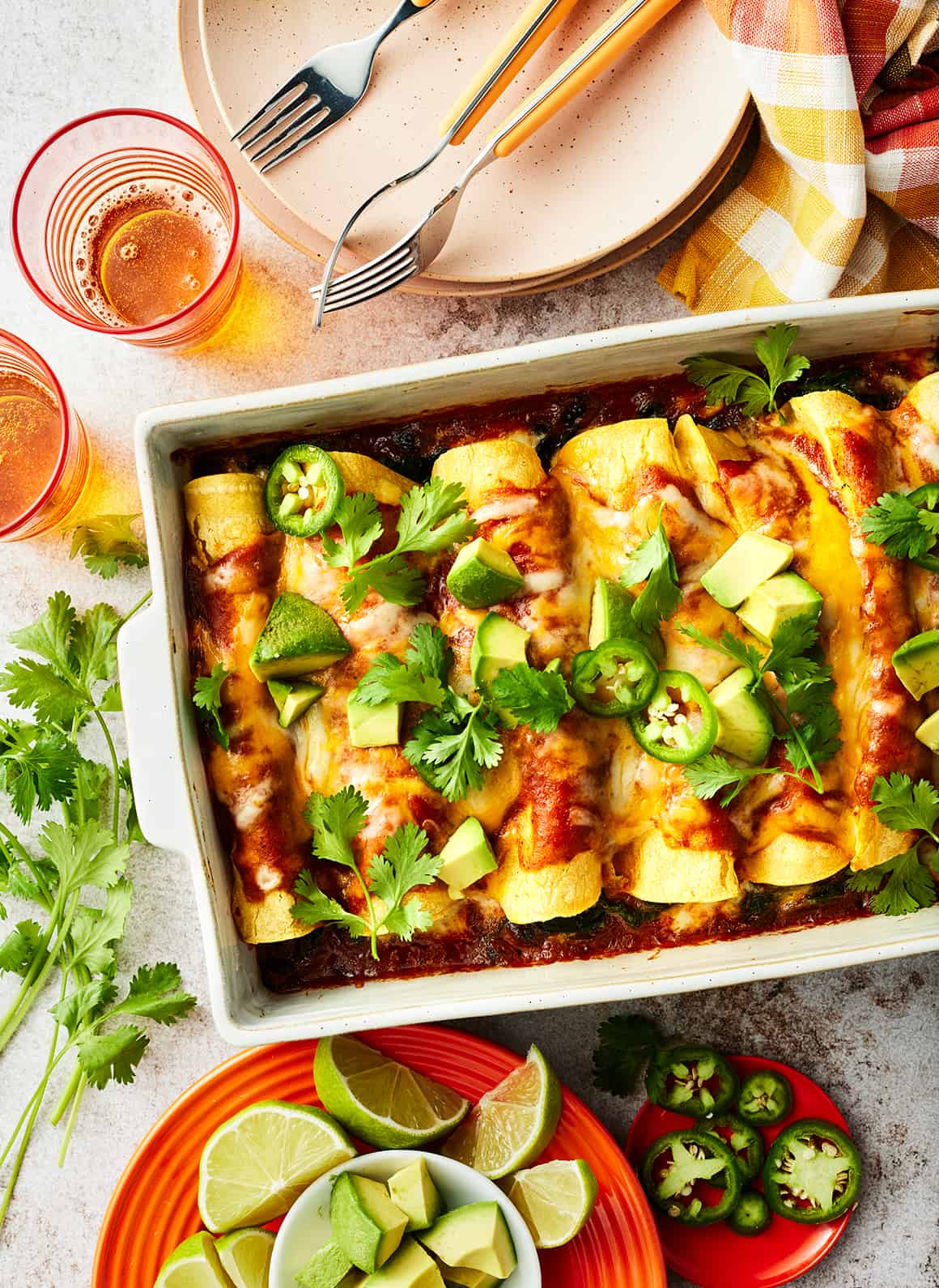 Cheese enchiladas in a baking dish