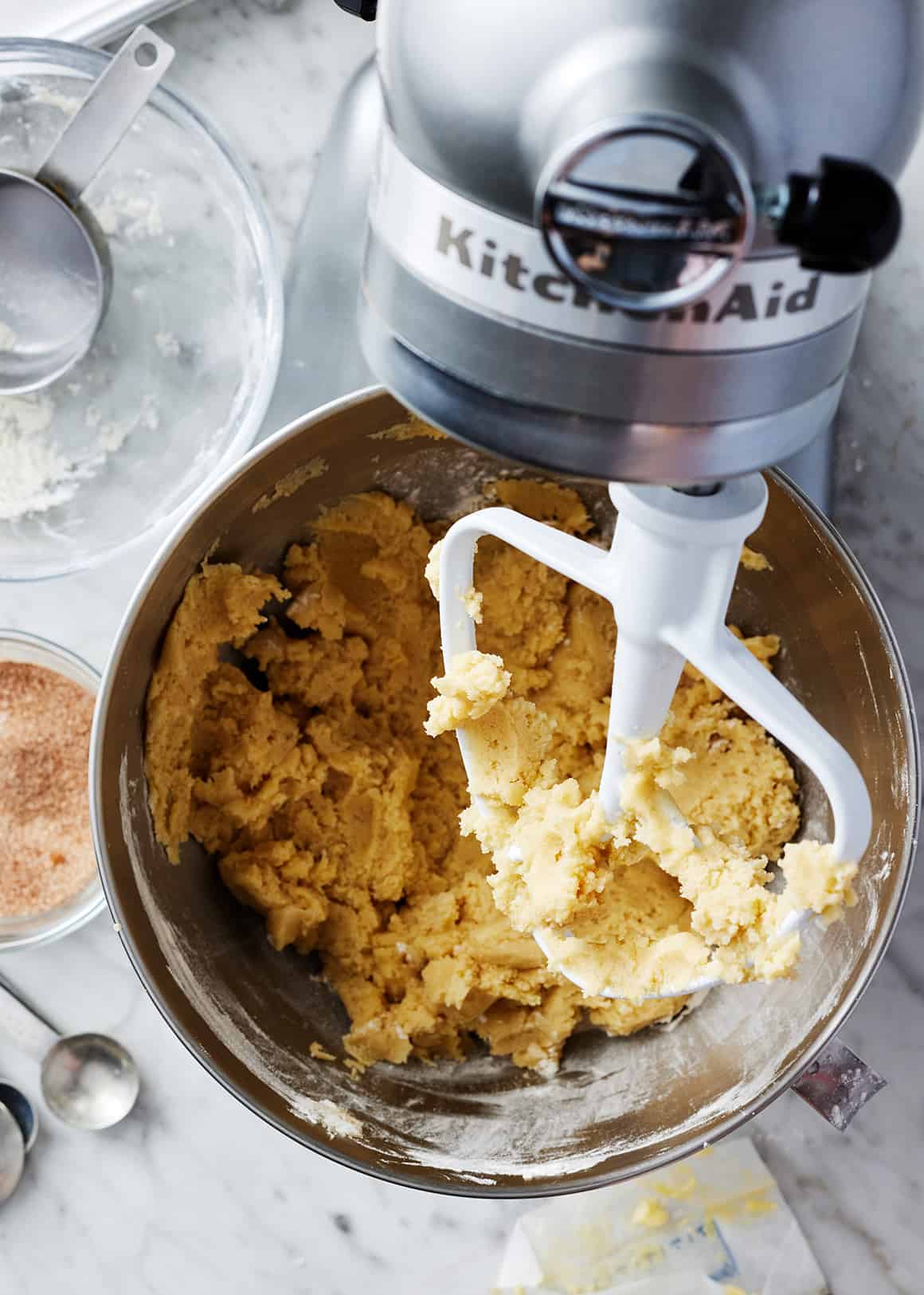 Cookie dough in stand mixer