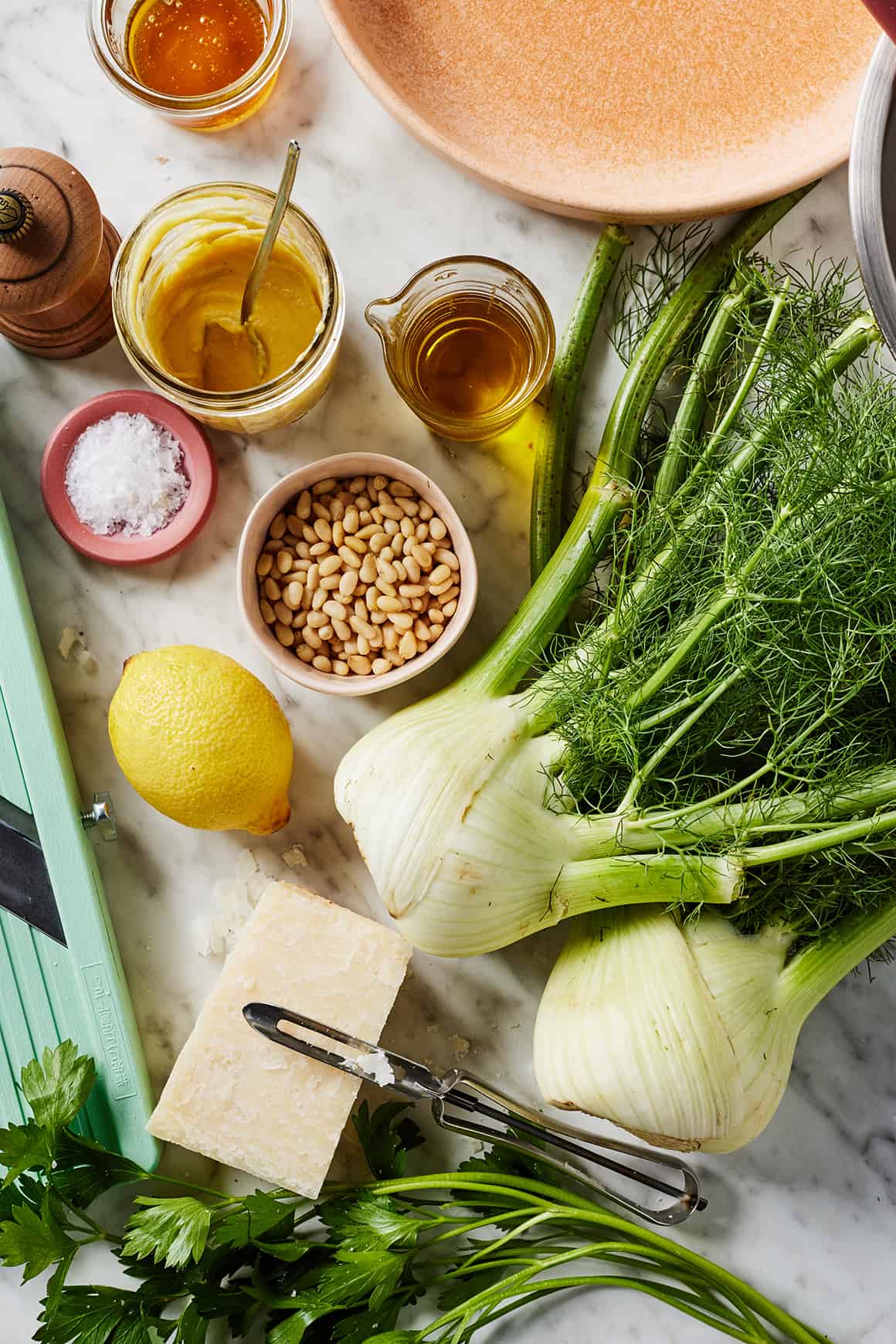 Shaved fennel salad ingredients