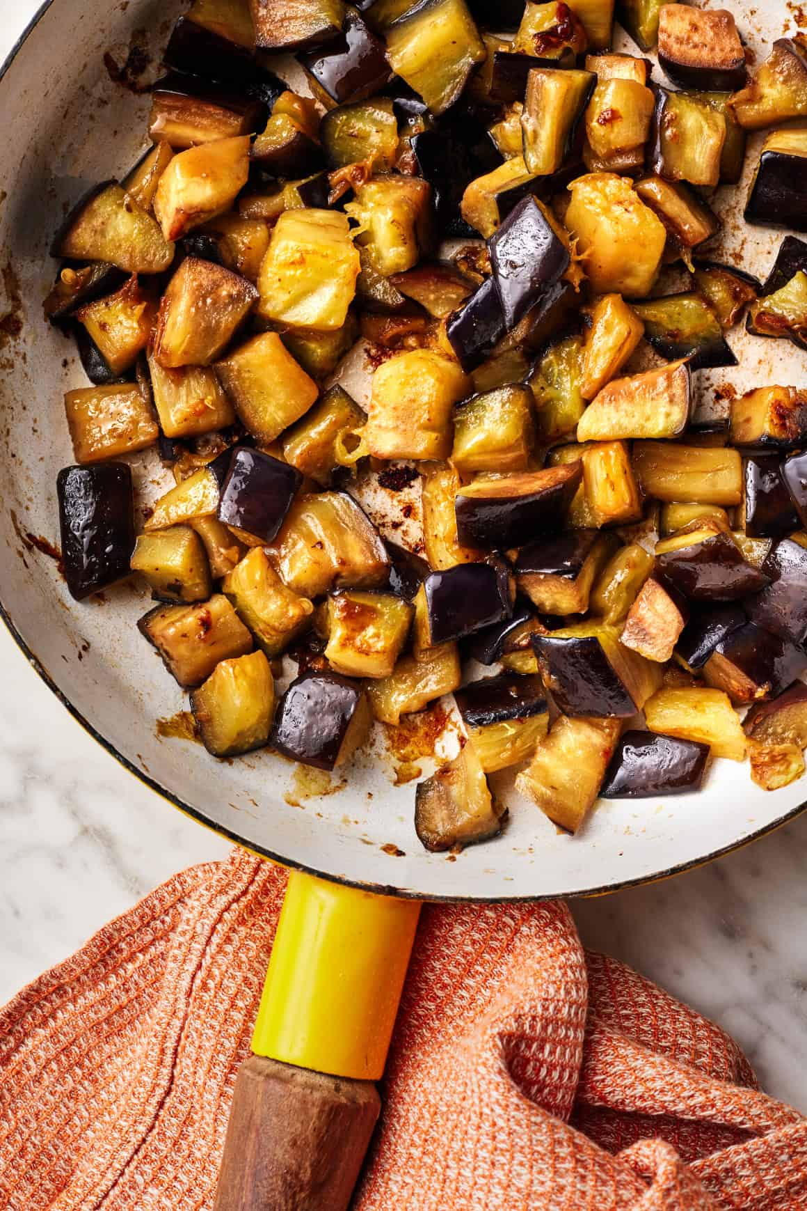 Sautéing eggplant in large skillet