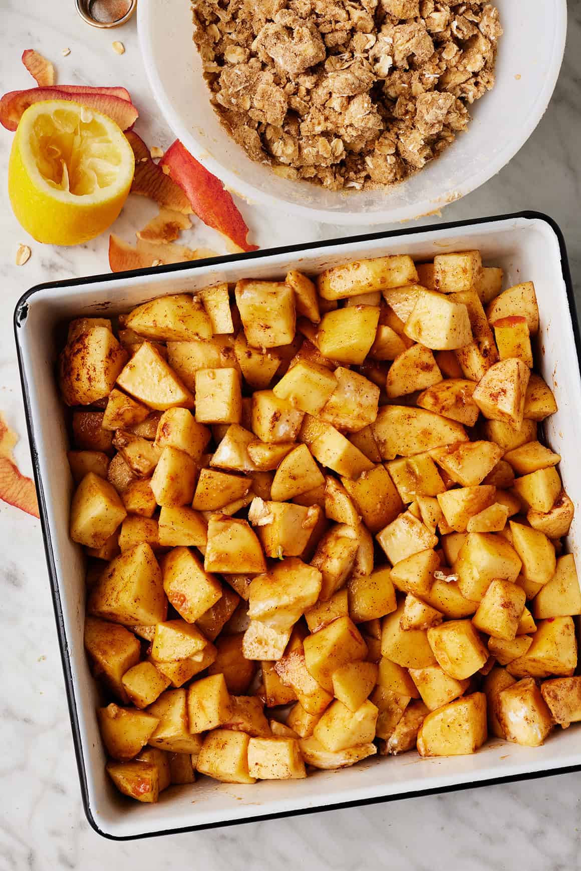 Apple filling in a baking dish
