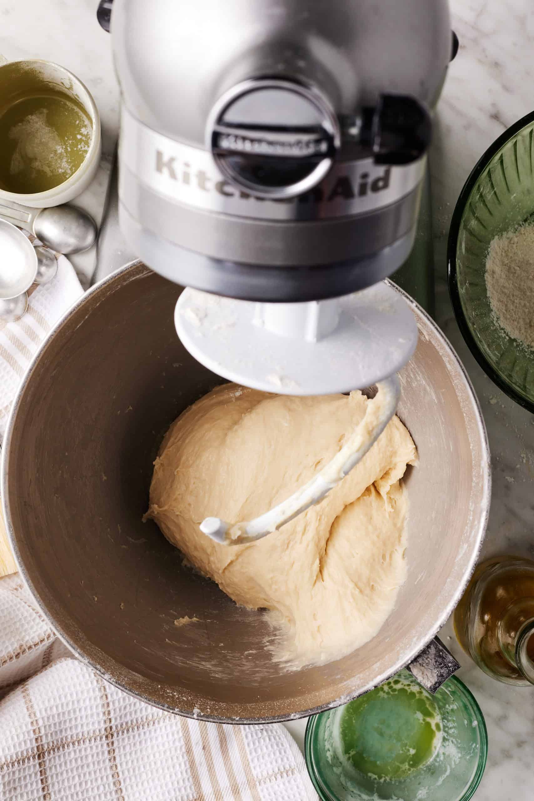 Dough in a stand mixer