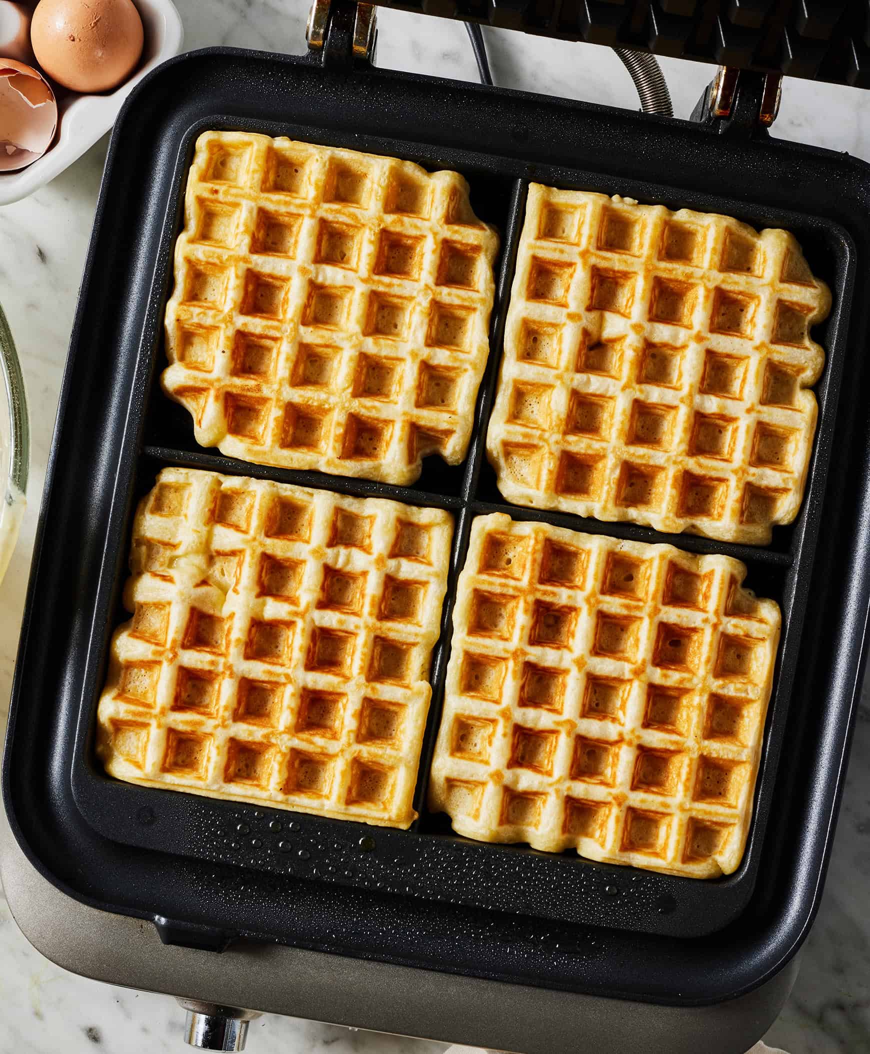 Homemade waffles in waffle maker