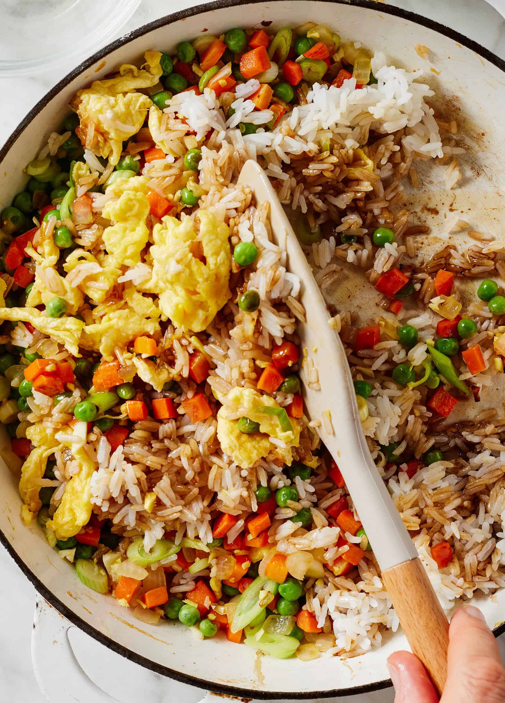 Mixing homemade fried rice
