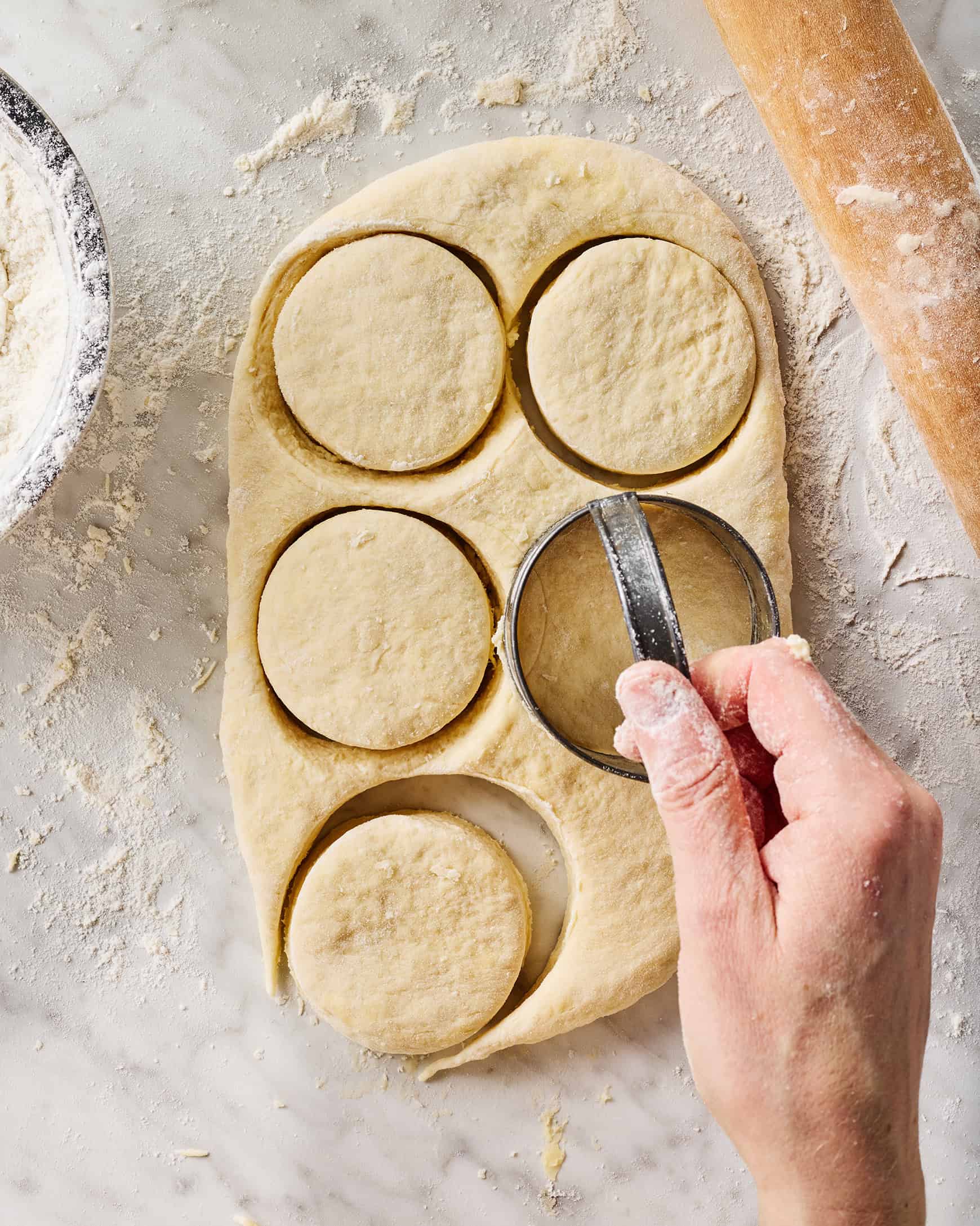 Cutting out biscuits from dough