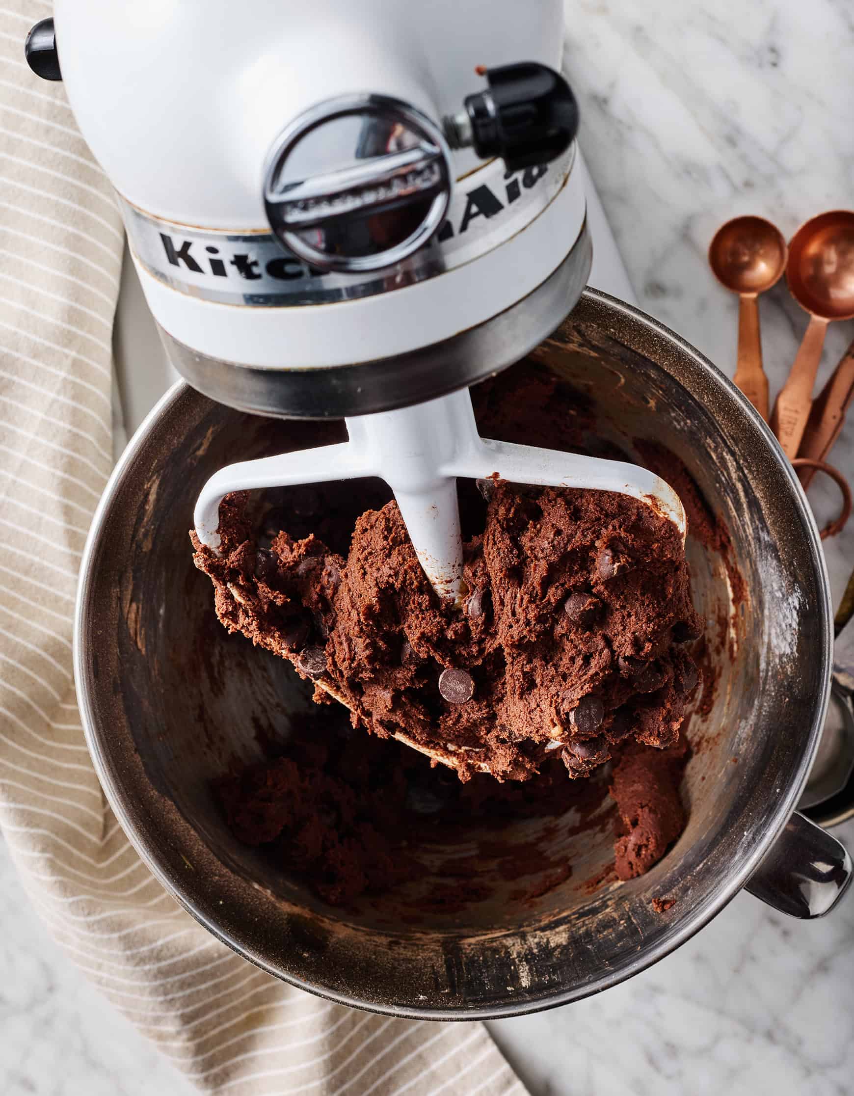 Cookie dough in stand mixer