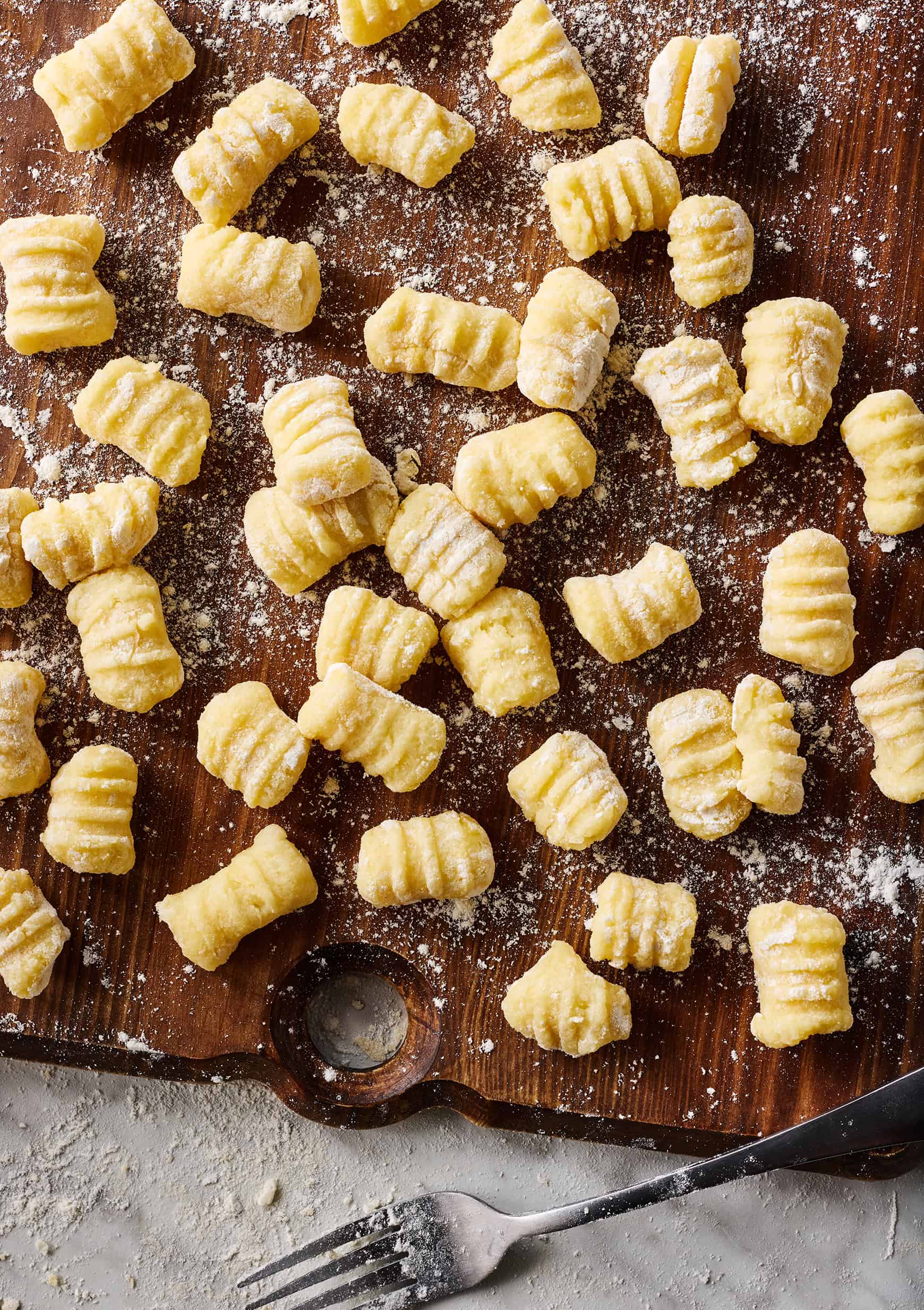Homemade potato gnocchi with ridges