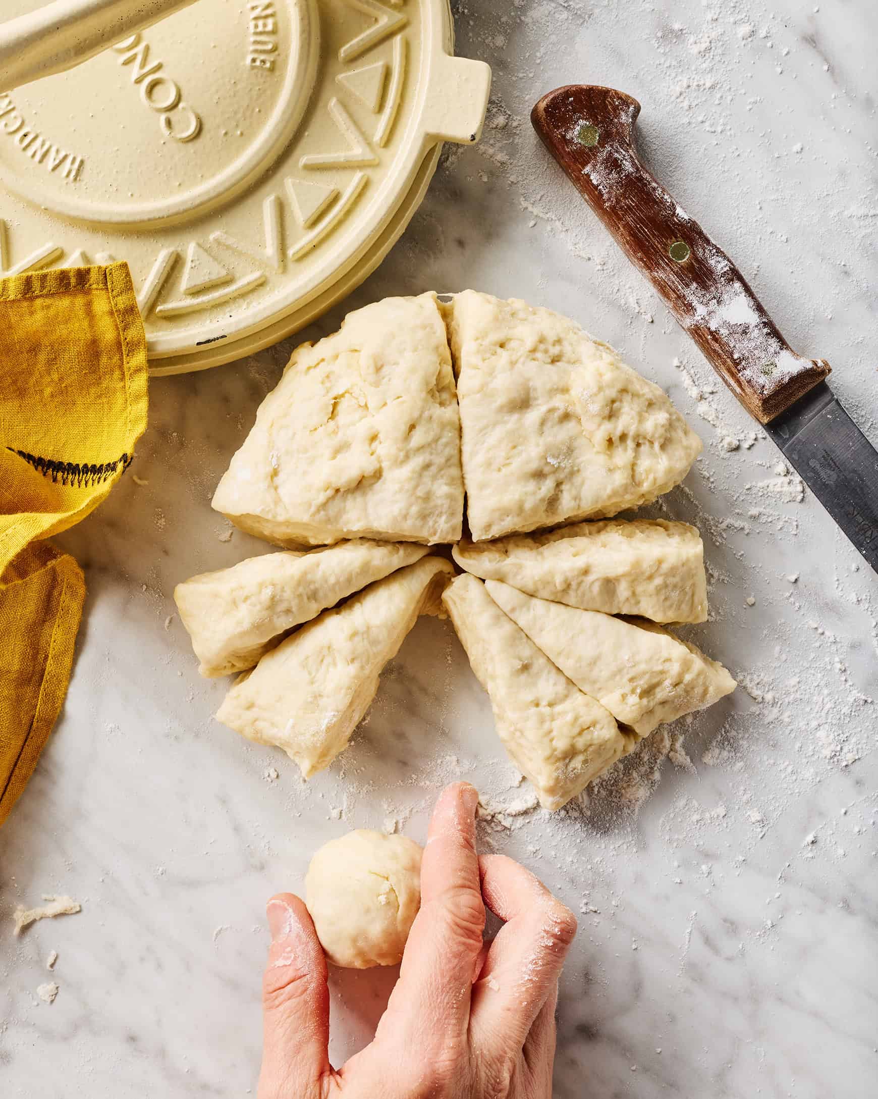 Rolling dough into balls