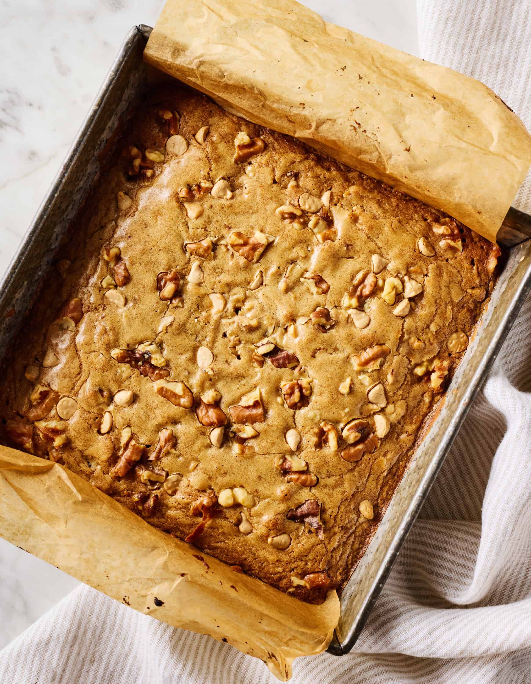 Blondies in baking dish