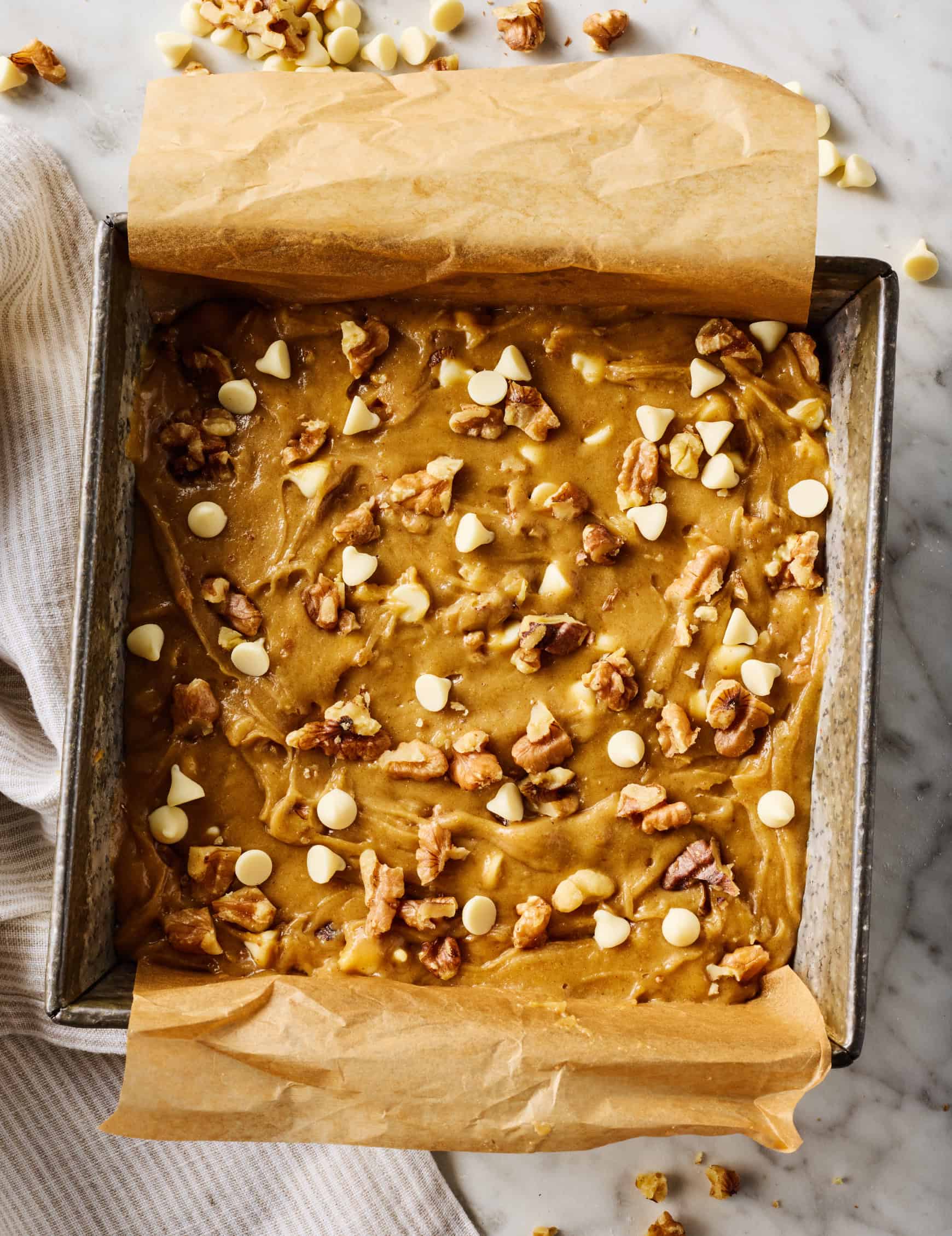 Blondie batter in baking dish