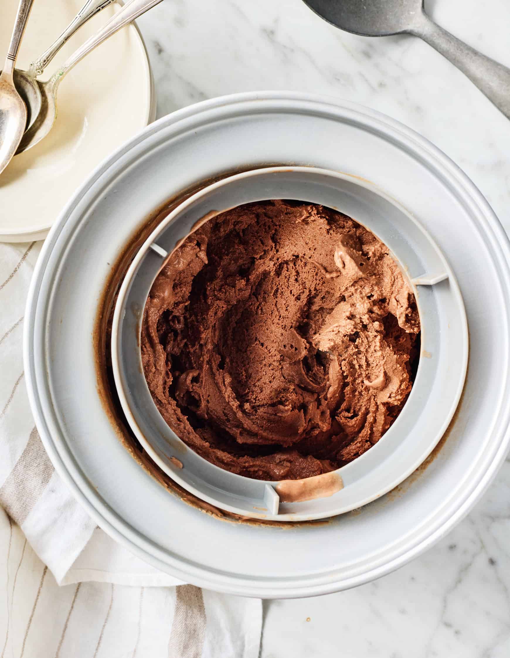 Churned mixture in ice cream maker