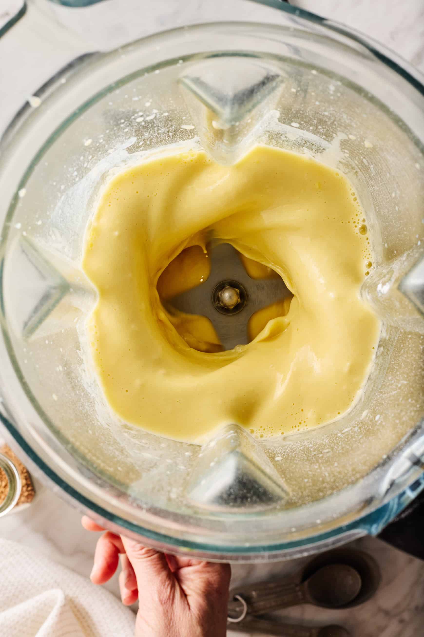 Making batter in blender