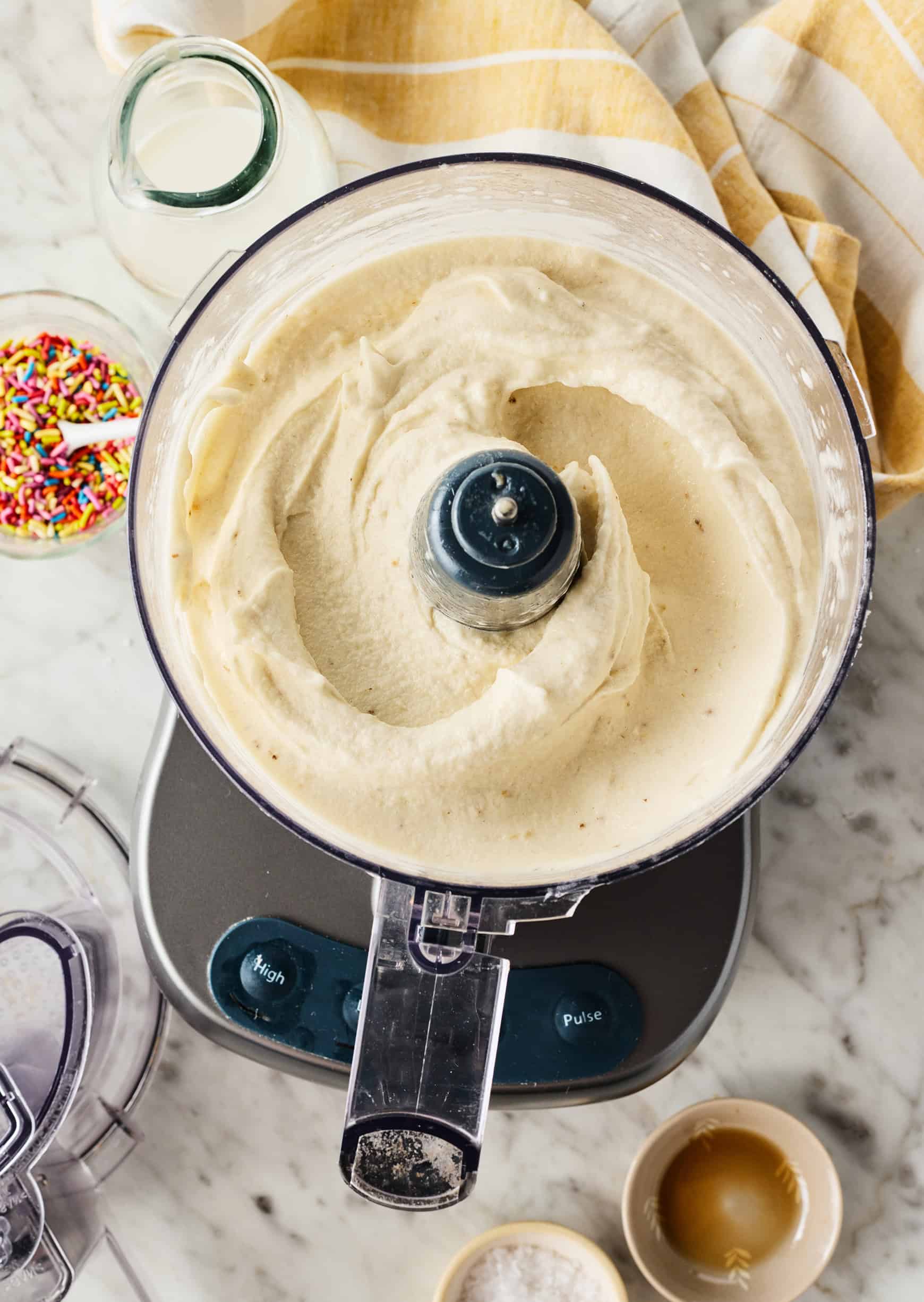Banana ice cream in food processor