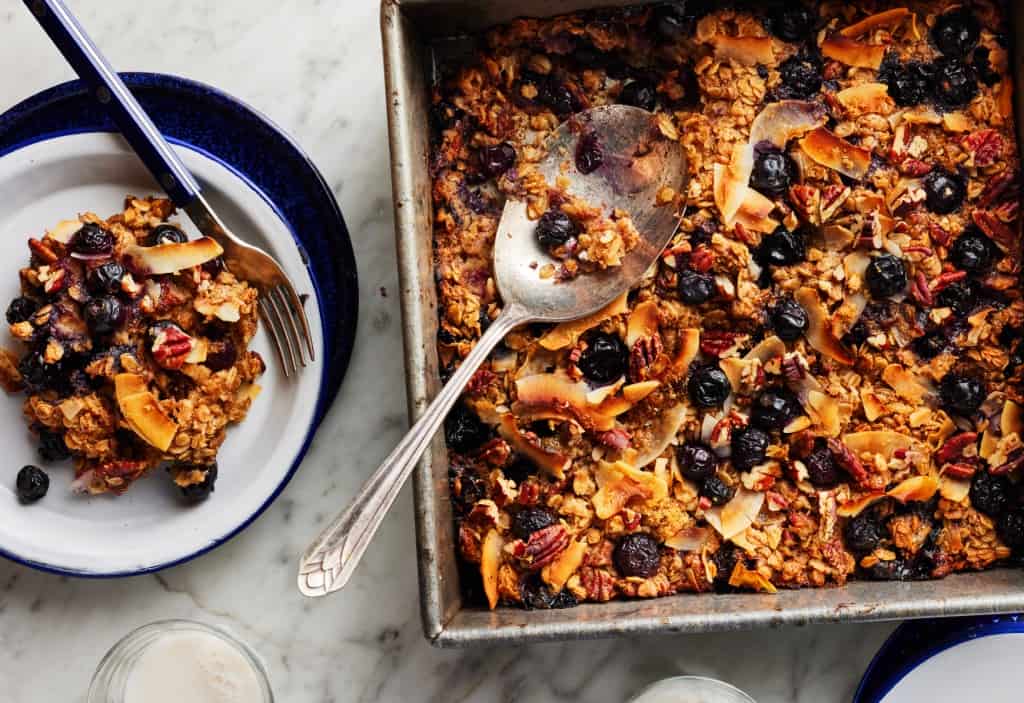 This blueberry baked oatmeal is so good, I've already made it 3 times in August