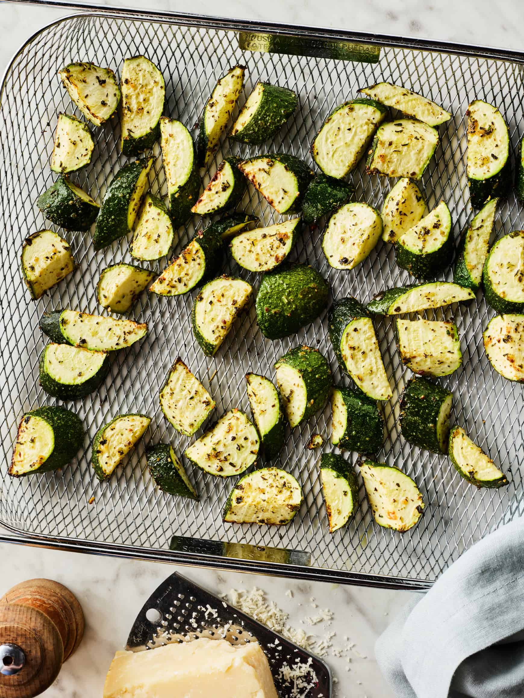 Zucchini in air fryer basket