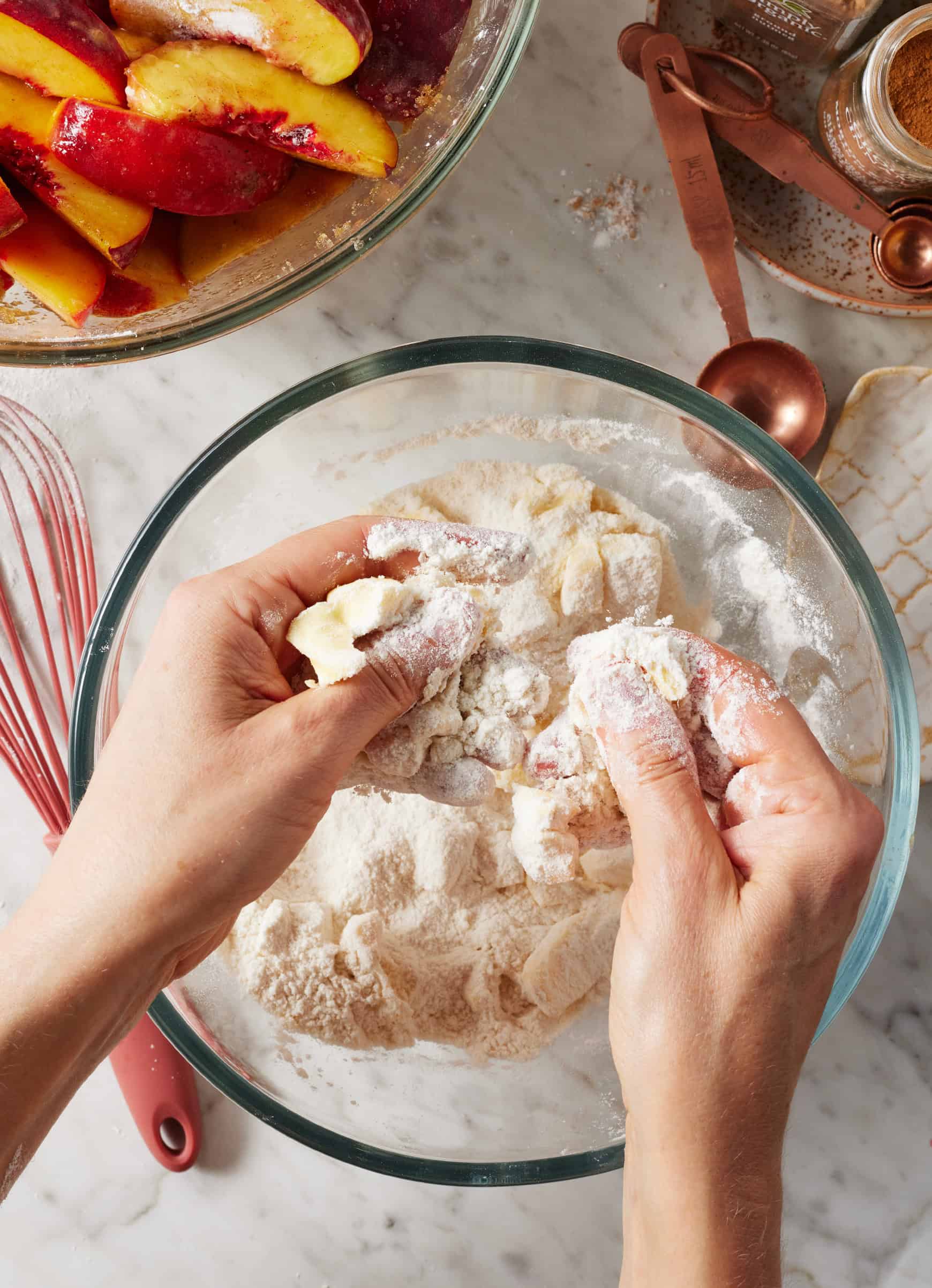 Working butter into biscuit dough