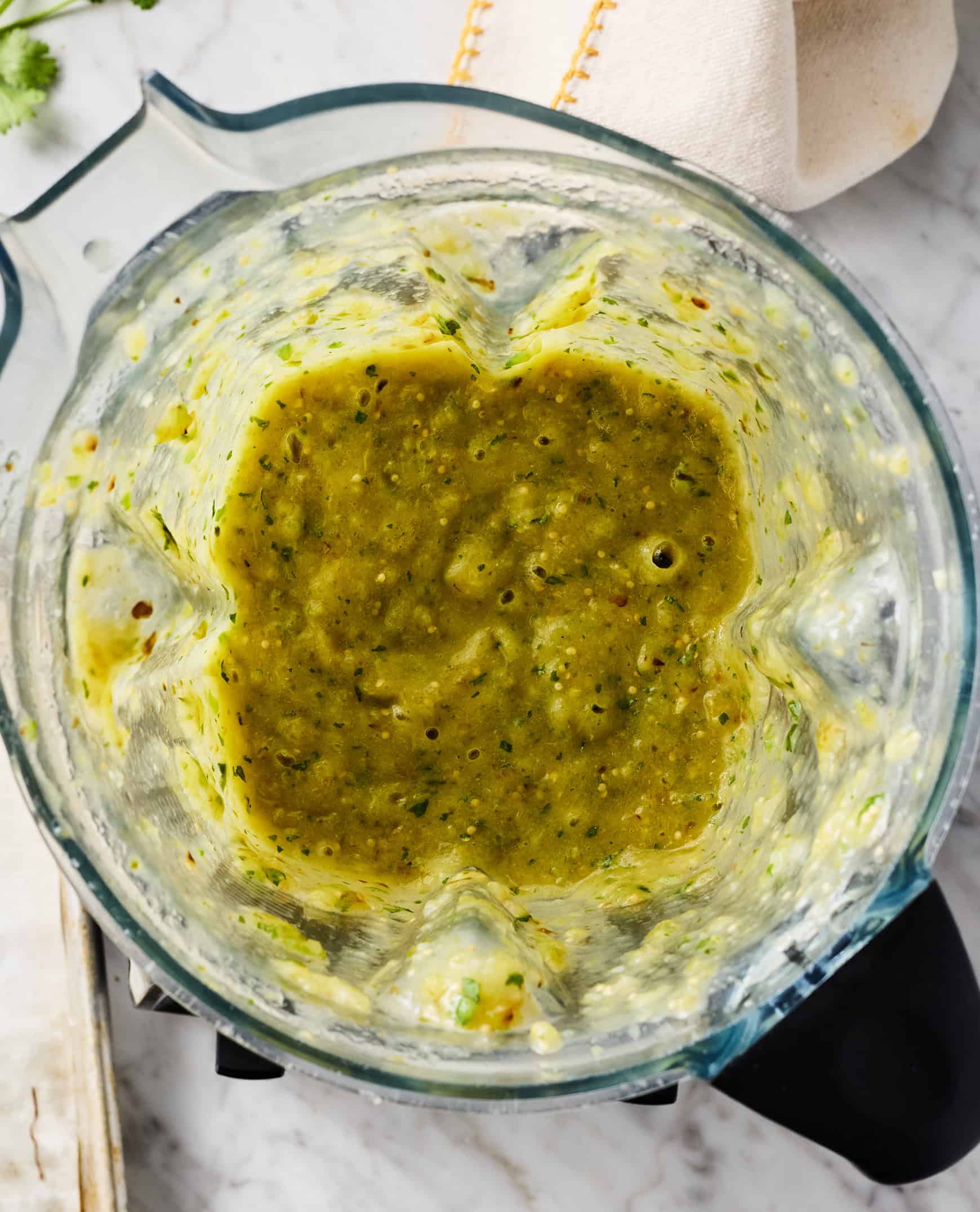 Green enchilada sauce in blender