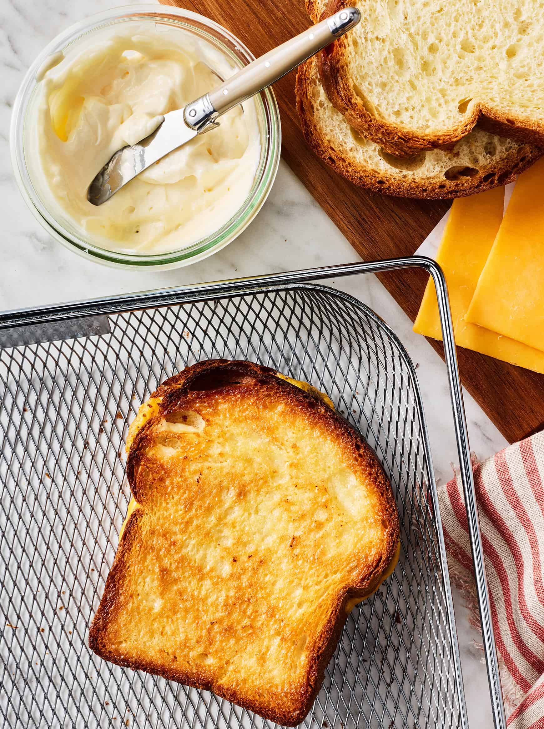 Grilled cheese in air fryer basket
