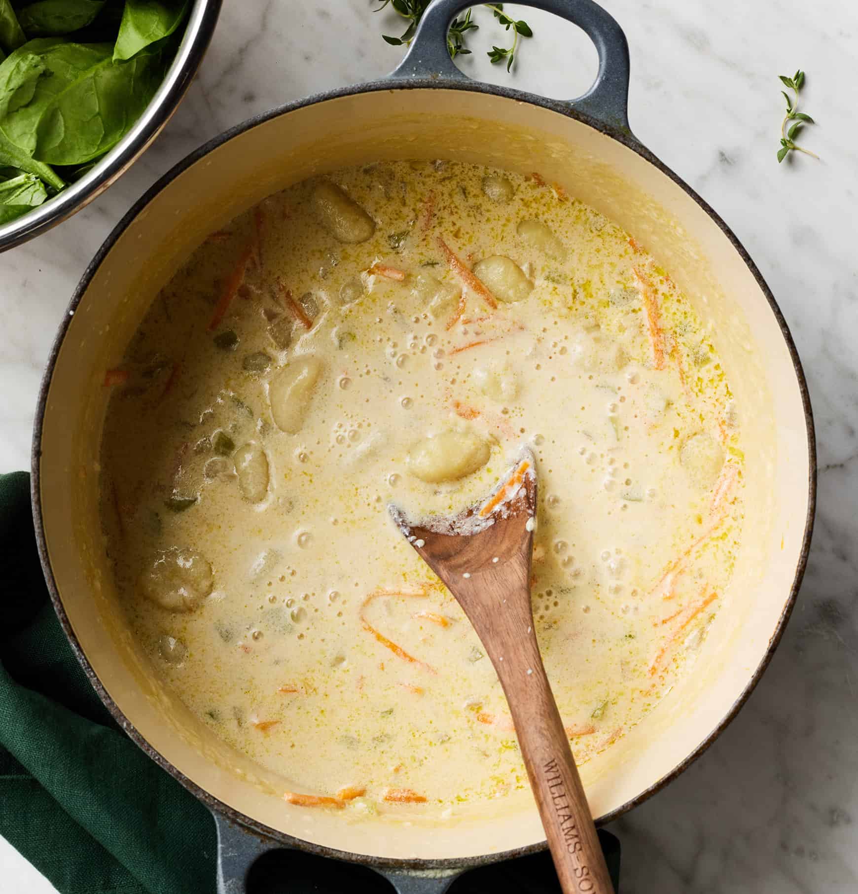 Soup simmering in Dutch oven