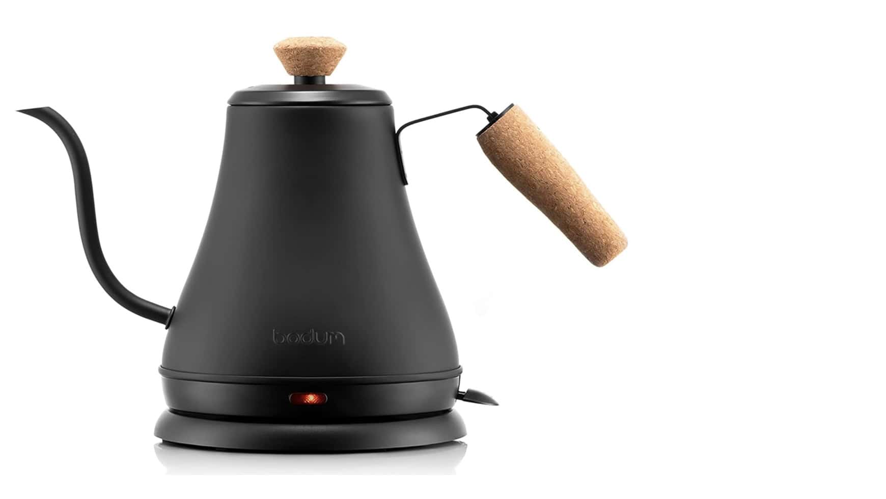 Best kitchen gadget gifts - black Bodum electric kettle with cork handle