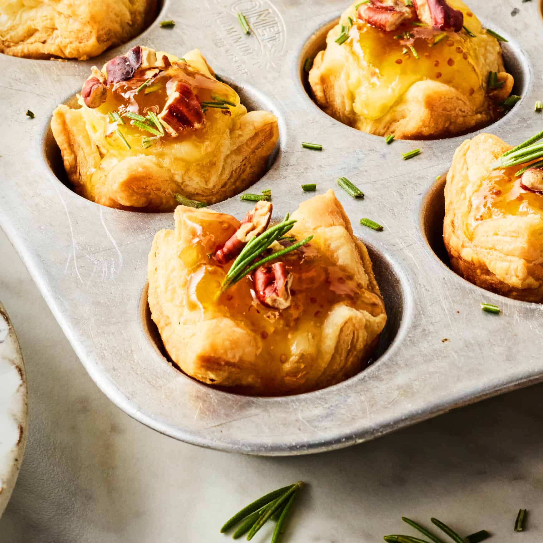 Puff pastry brie bites