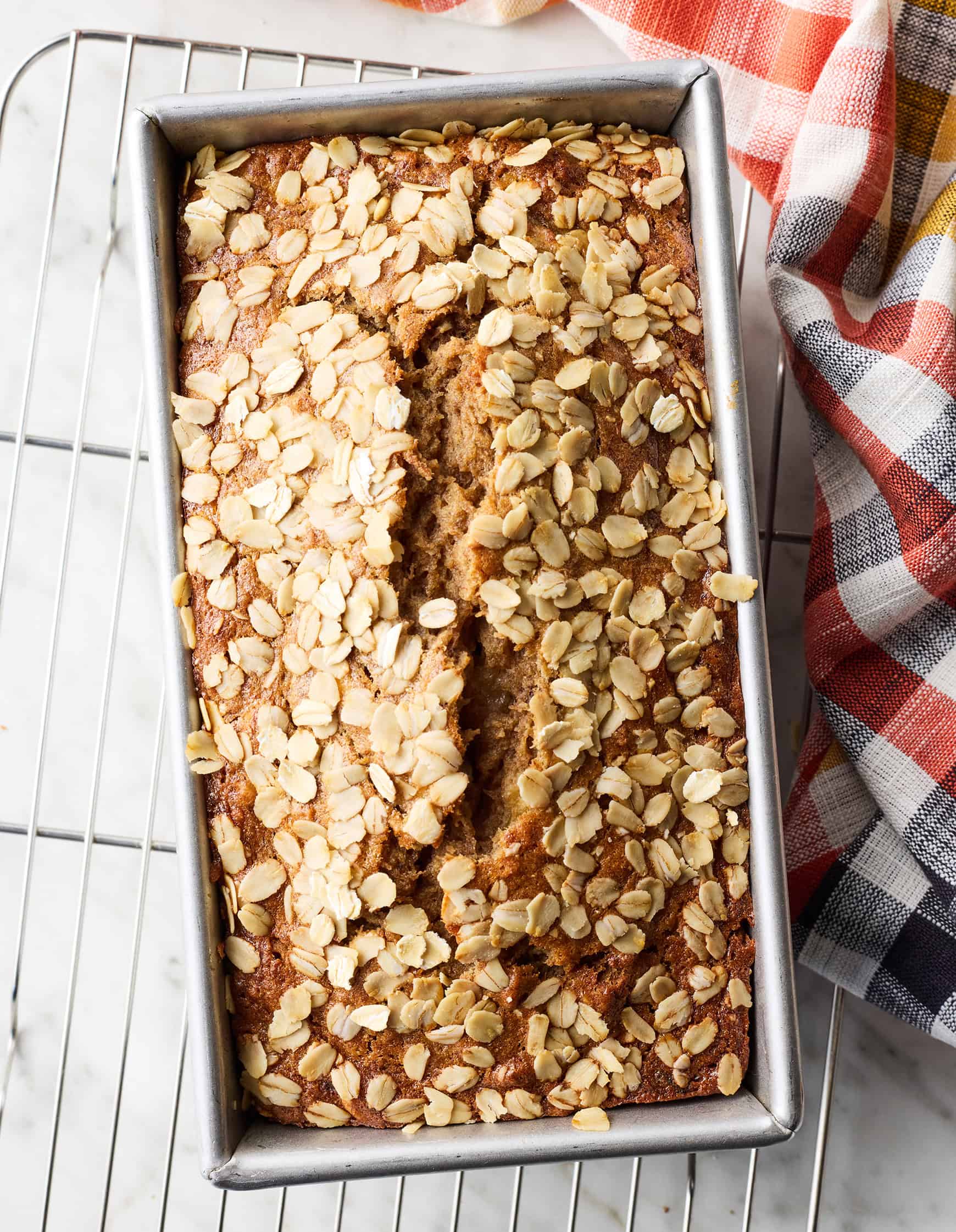 Healthy banana bread in loaf pan