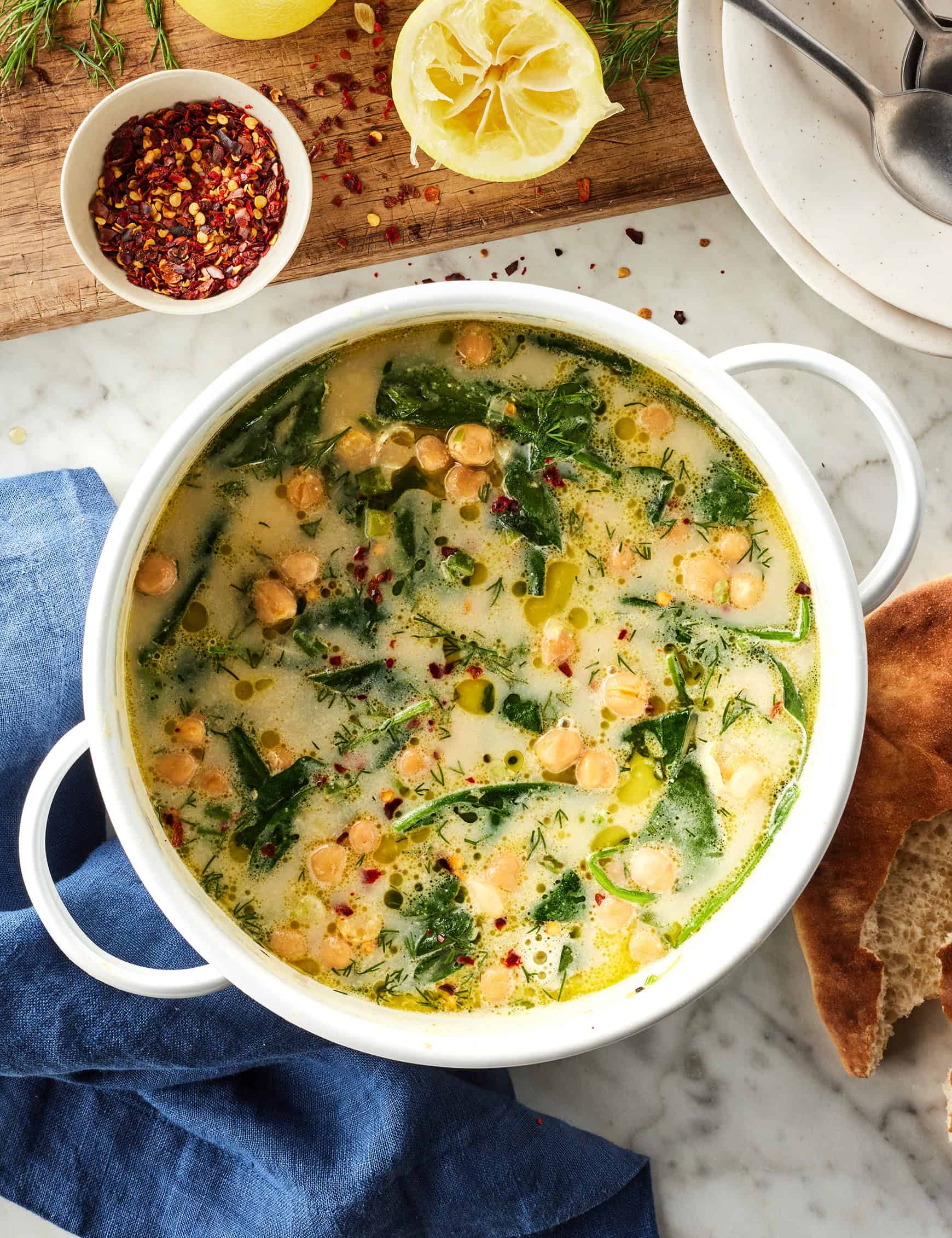 Chickpea soup recipe in pot