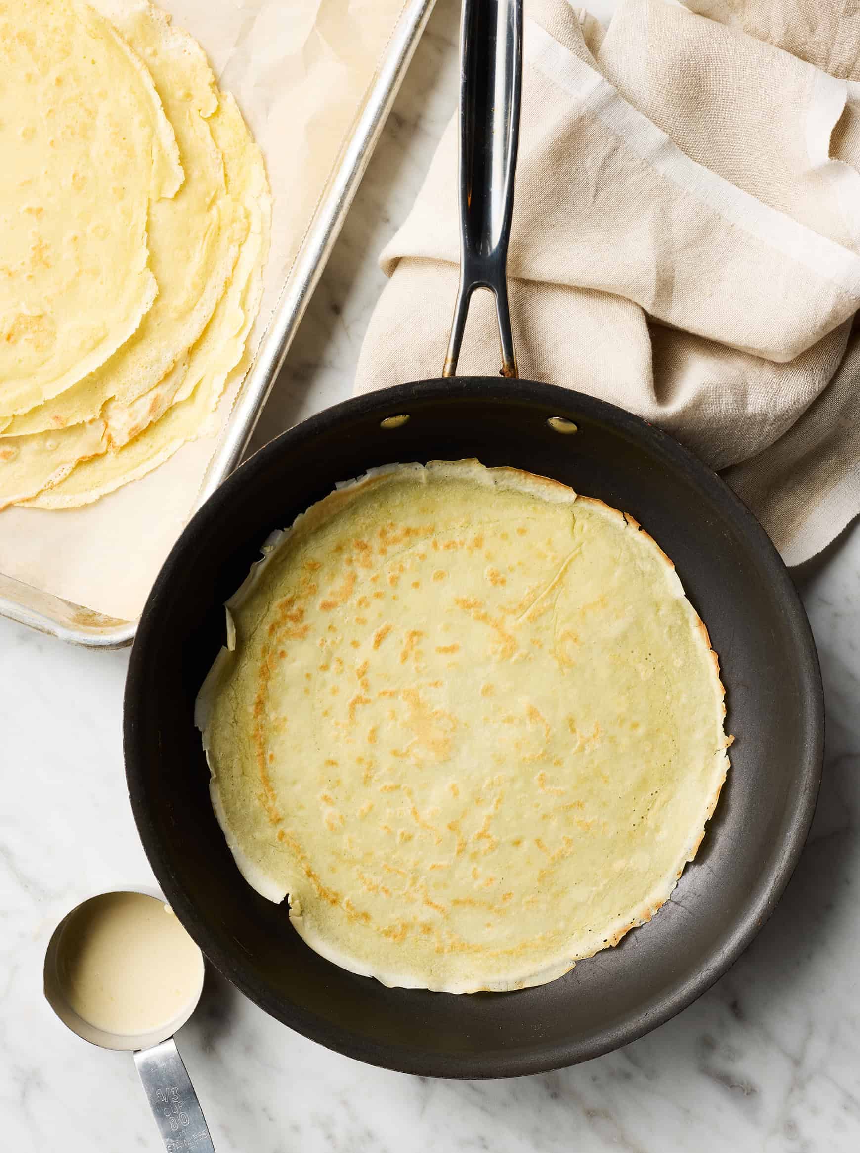 How to make crepes - cooking one at a time in nonstick skillet