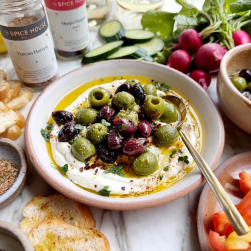 Tuscan Marinated Olives with Whipped Ricotta