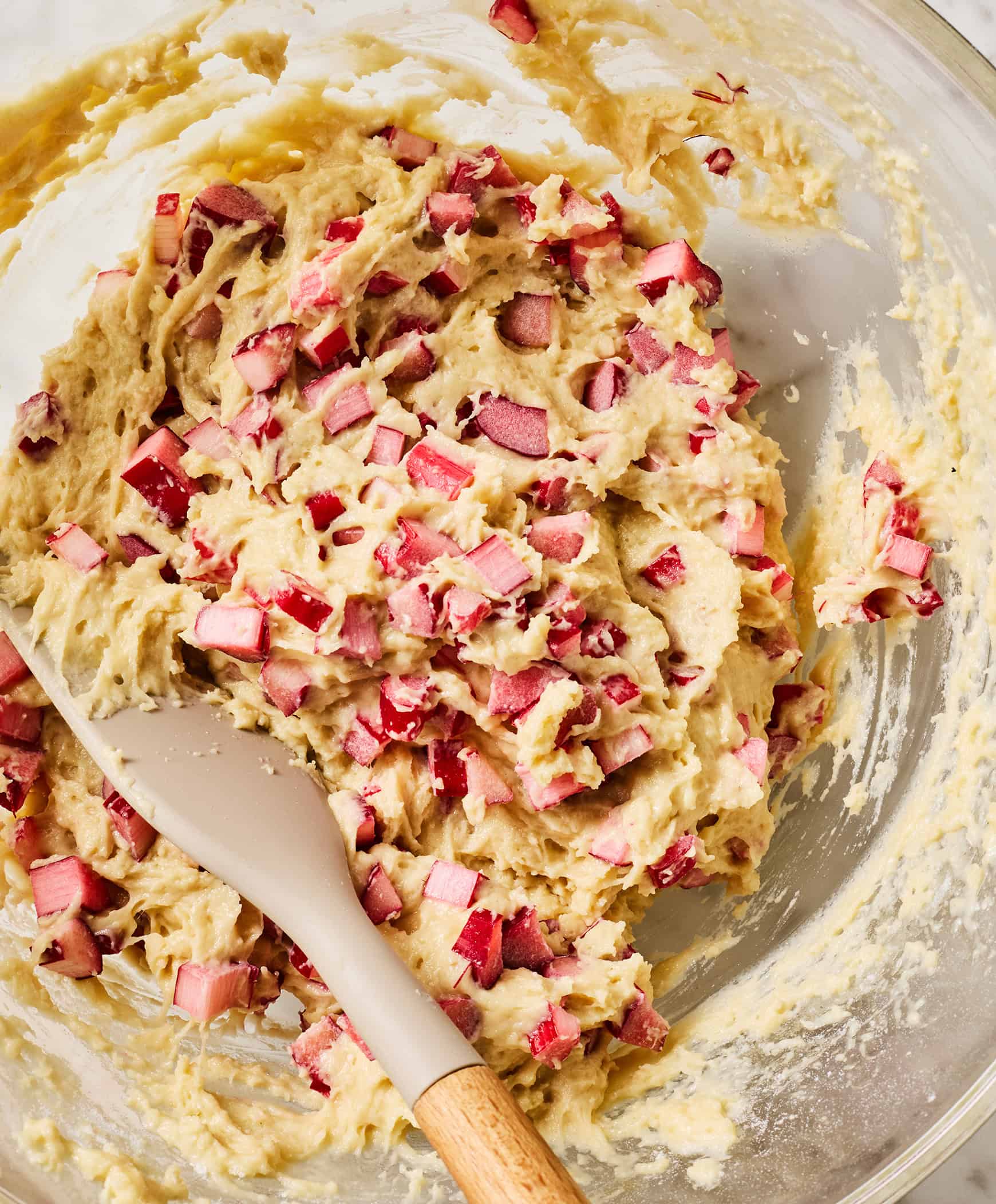 Rhubarb muffin batter