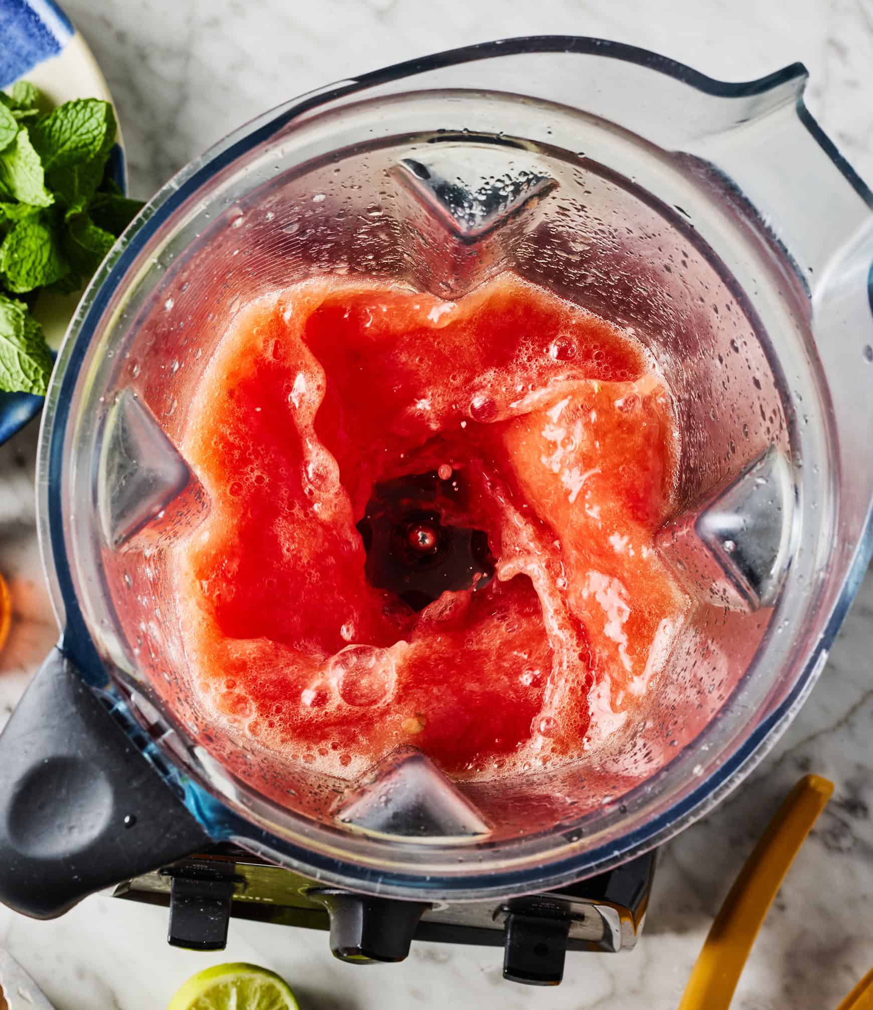 Blending watermelon agua fresca in blender