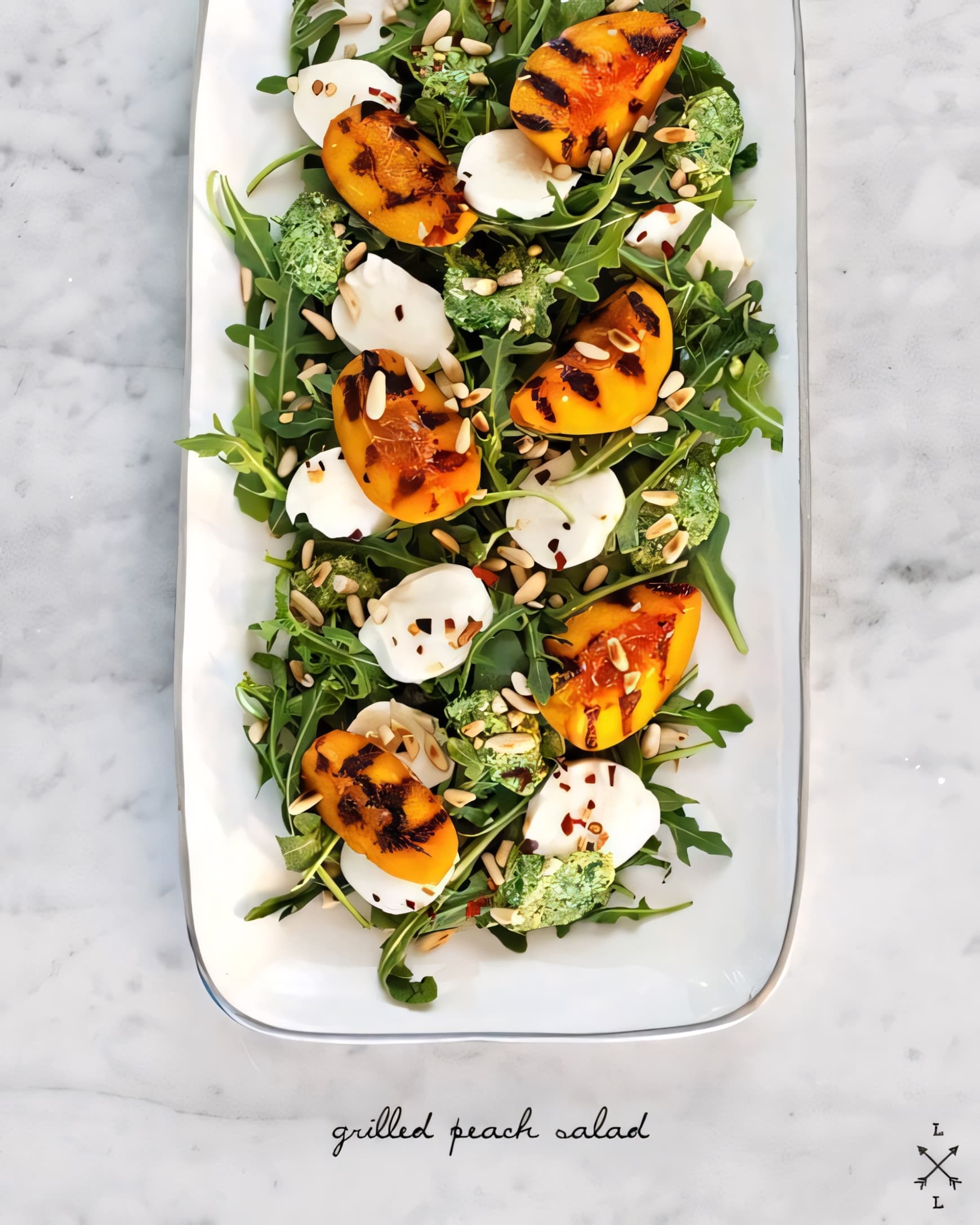 Grilled Peach Salad & Mint Pesto