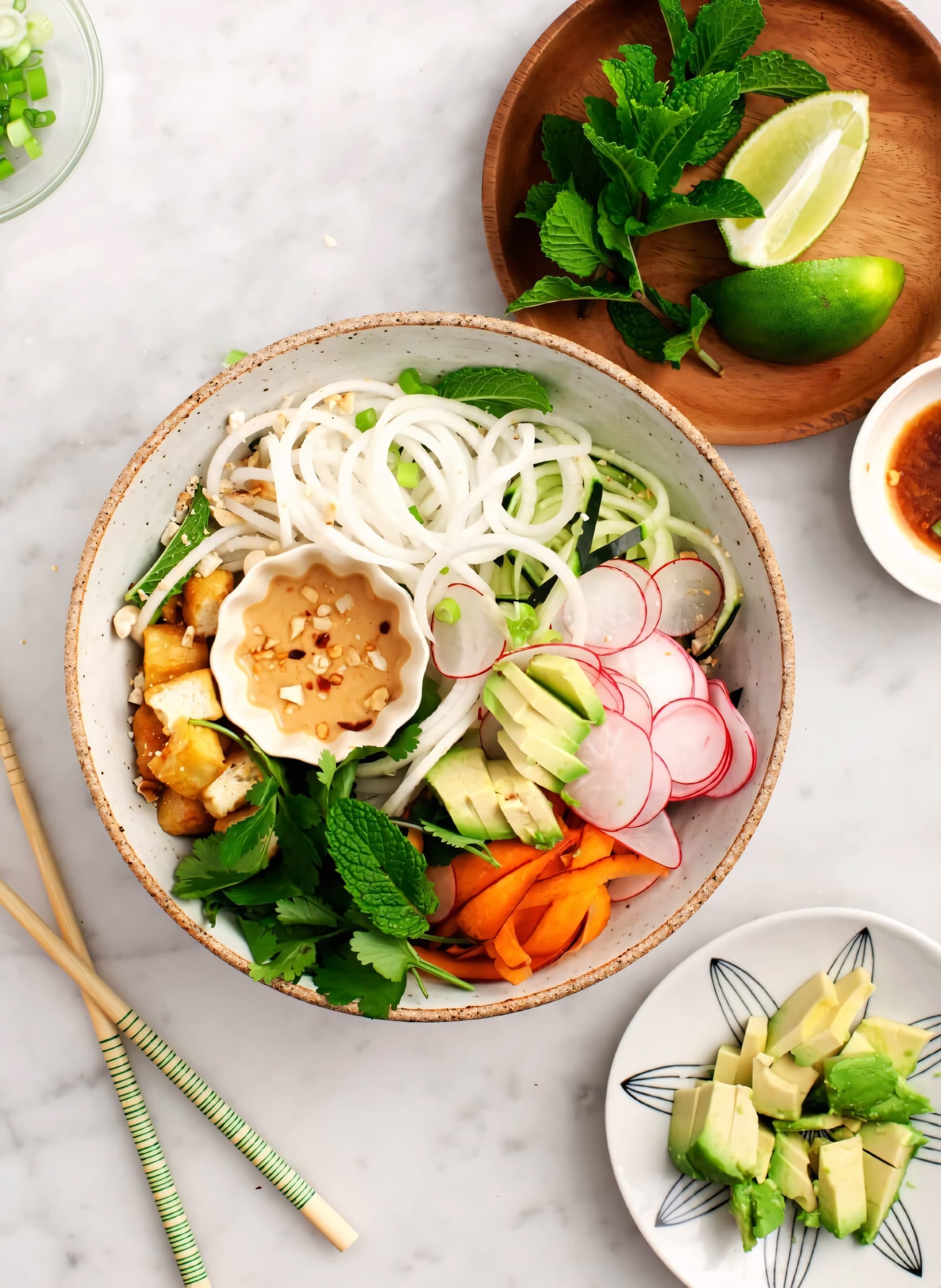 Spiralized Daikon "RIce Noodle" Bowl